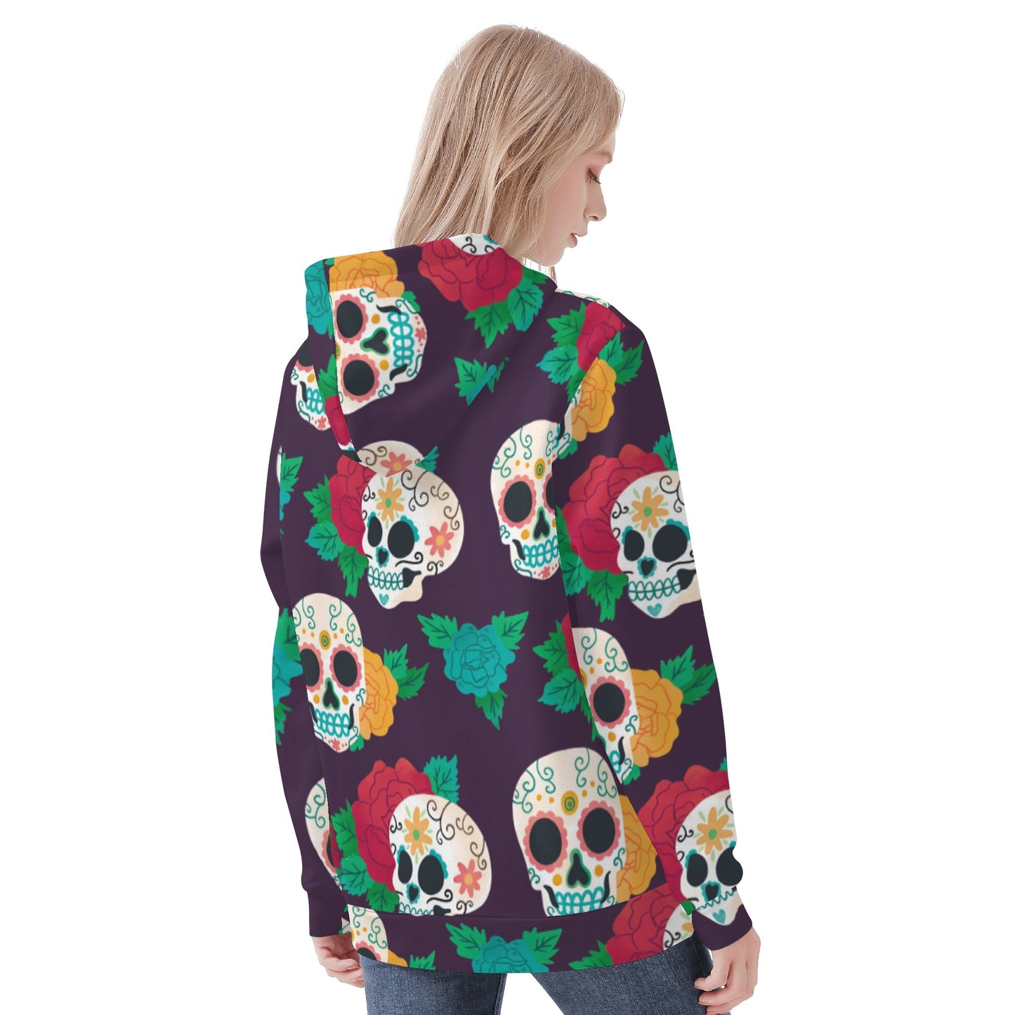 Floral sugar skull Women's All Over Print Hoodie