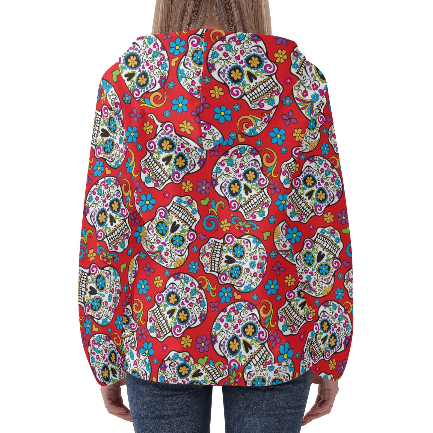 Sugar skull Gothic Women's Lightweight Zipper Jumper Sweatshirt Hoodie