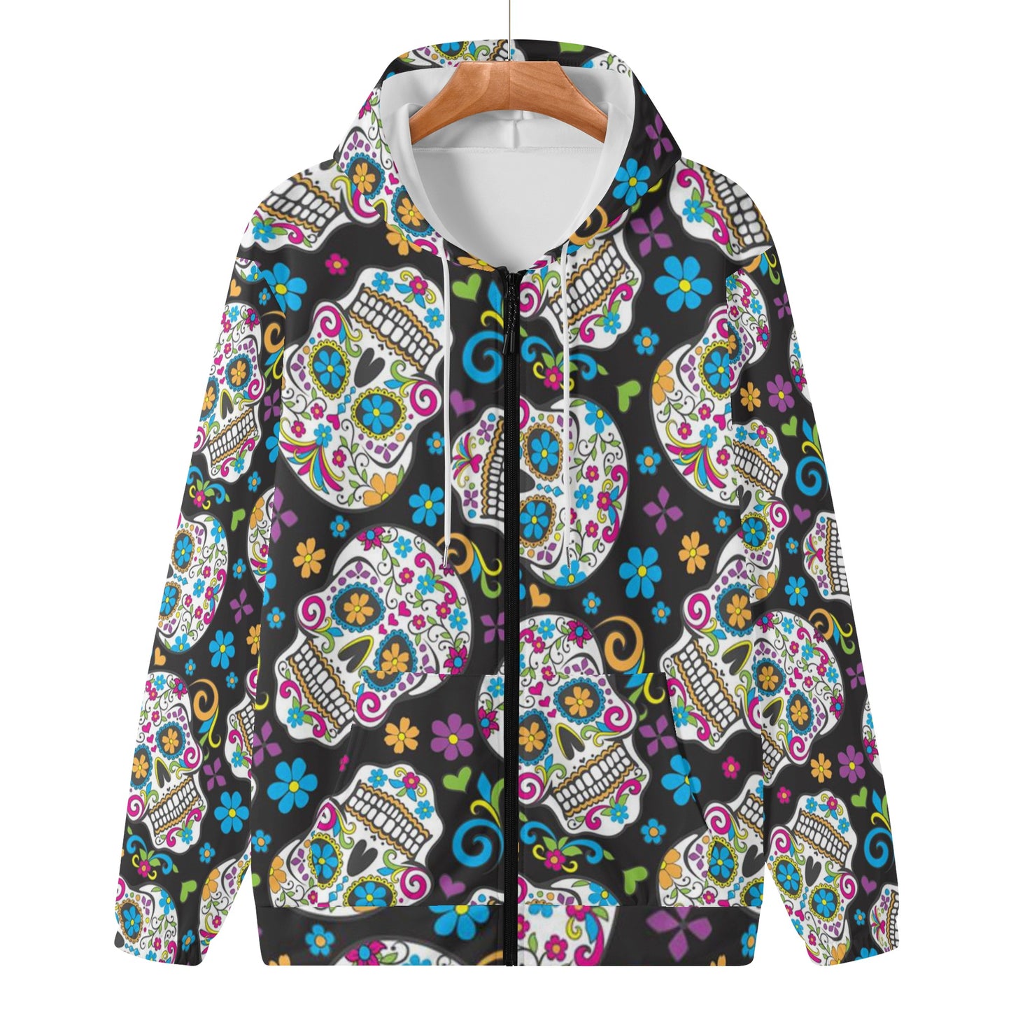 Sugar skull Women's Lightweight Zipper Jumper Sweatshirt Hoodie