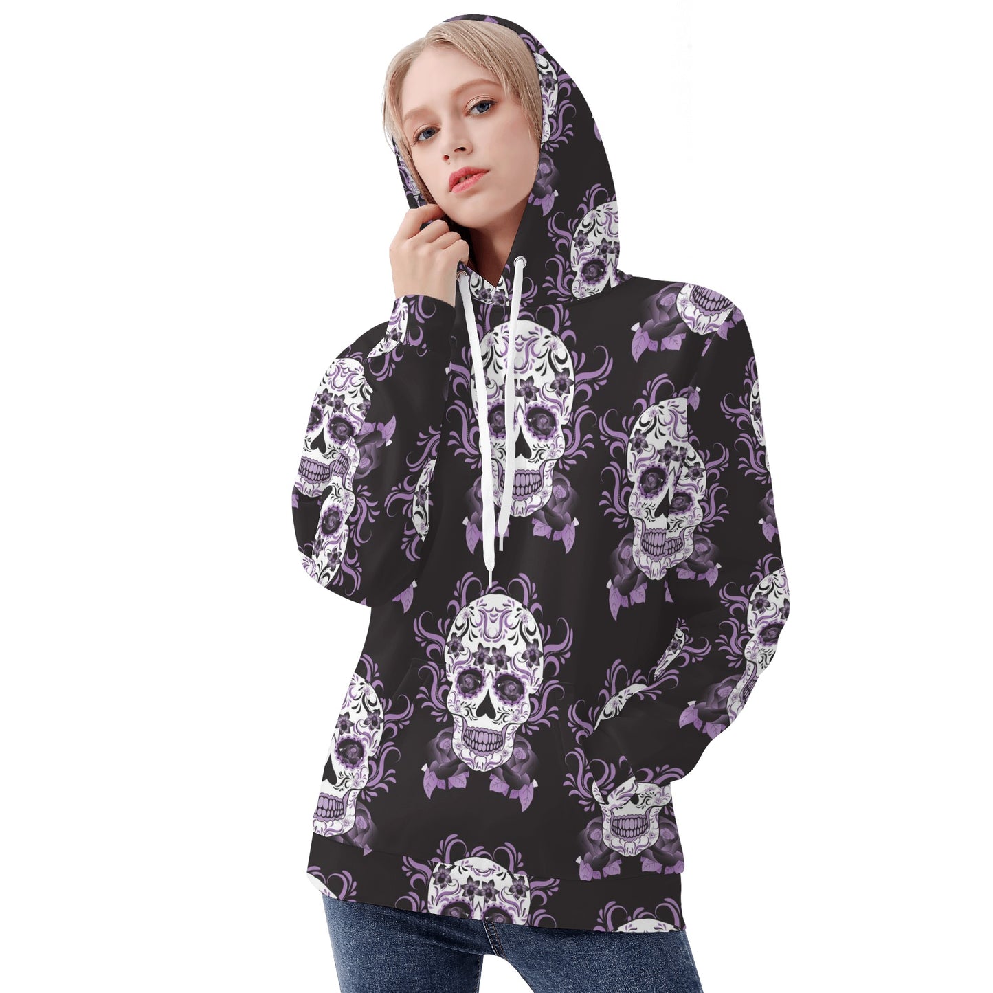 Rose skull sugar skull Women's All Over Print Hoodie