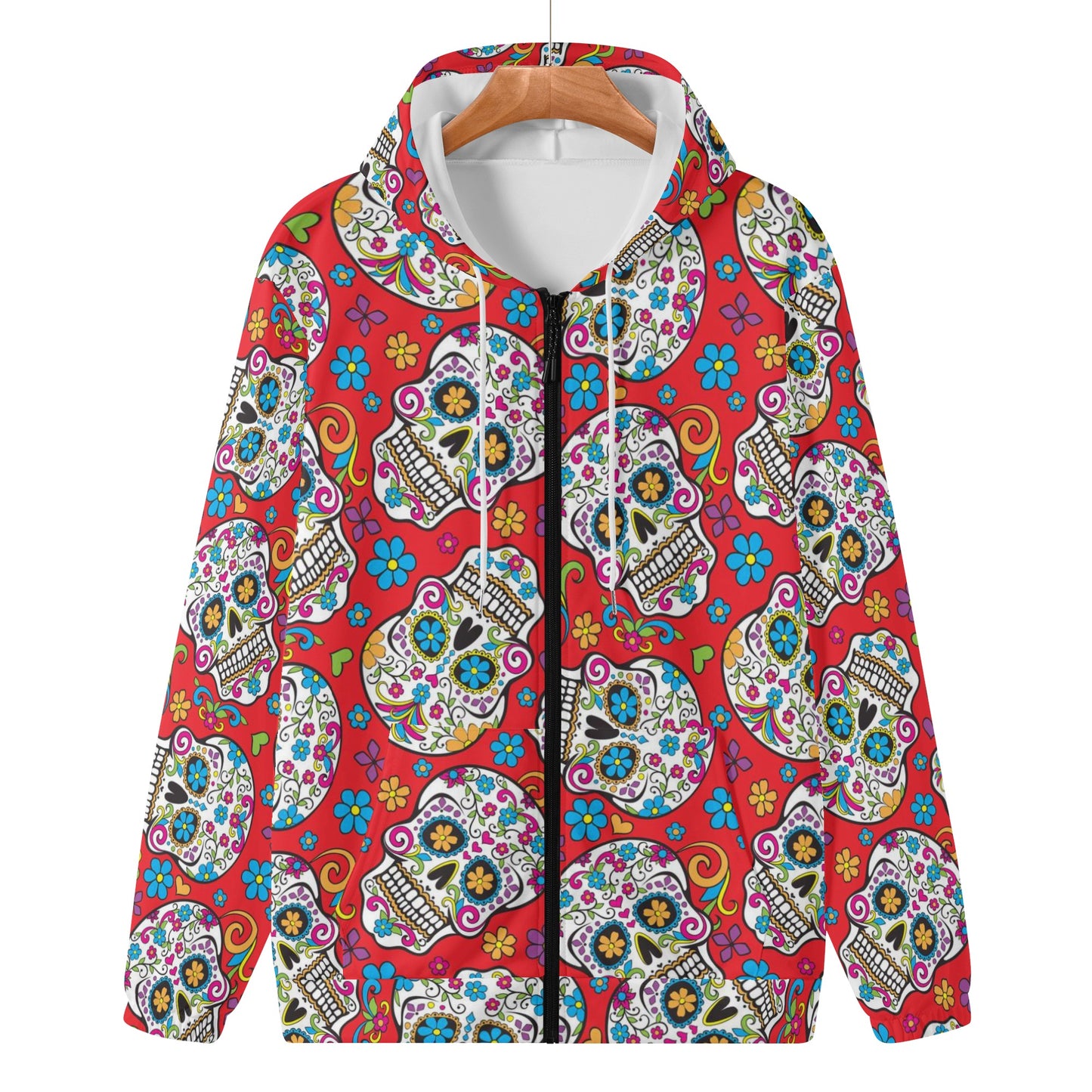 Sugar skull Gothic Women's Lightweight Zipper Jumper Sweatshirt Hoodie