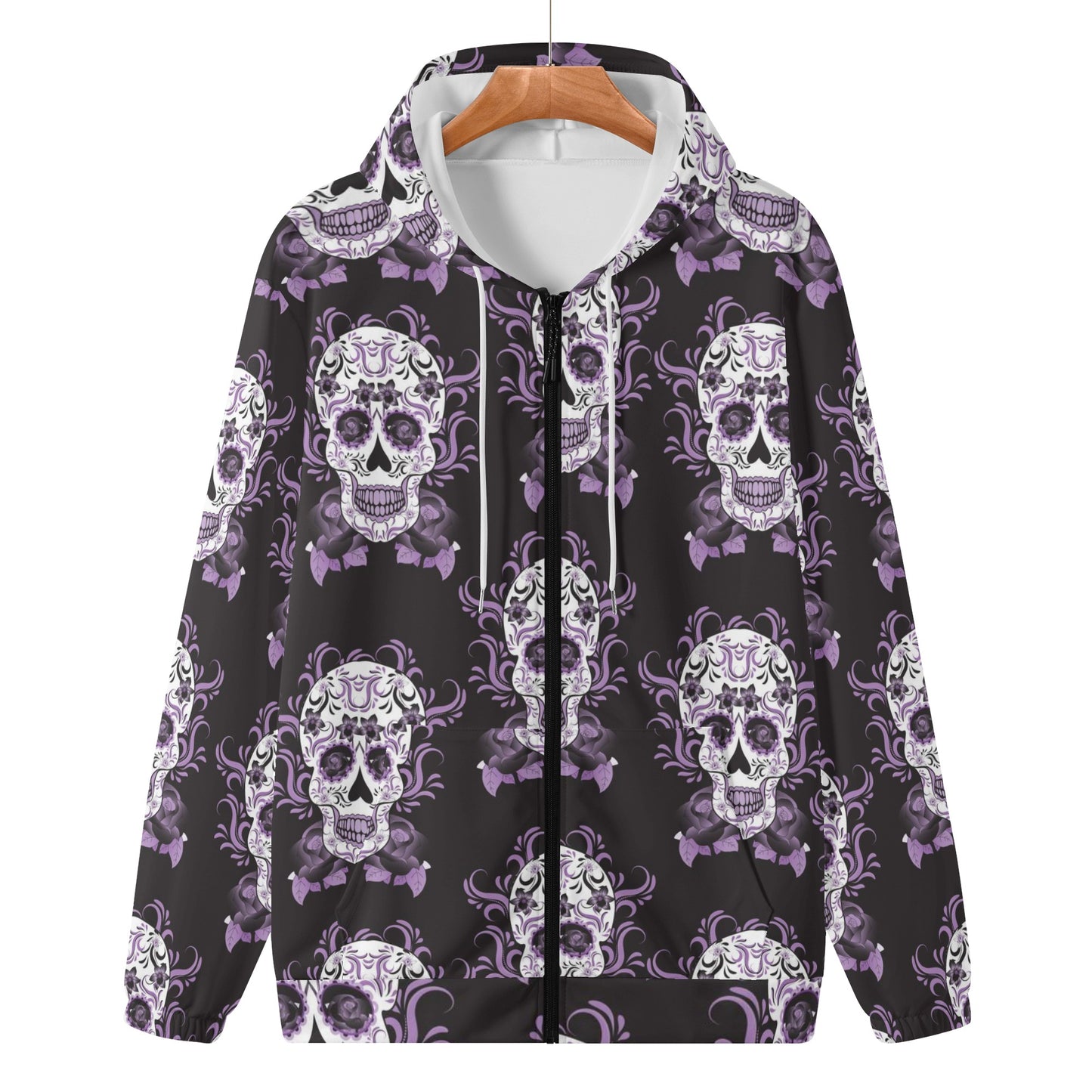 Day of the dead sugar skull calavears Women's Lightweight Zipper Jumper Sweatshirt Hoodie