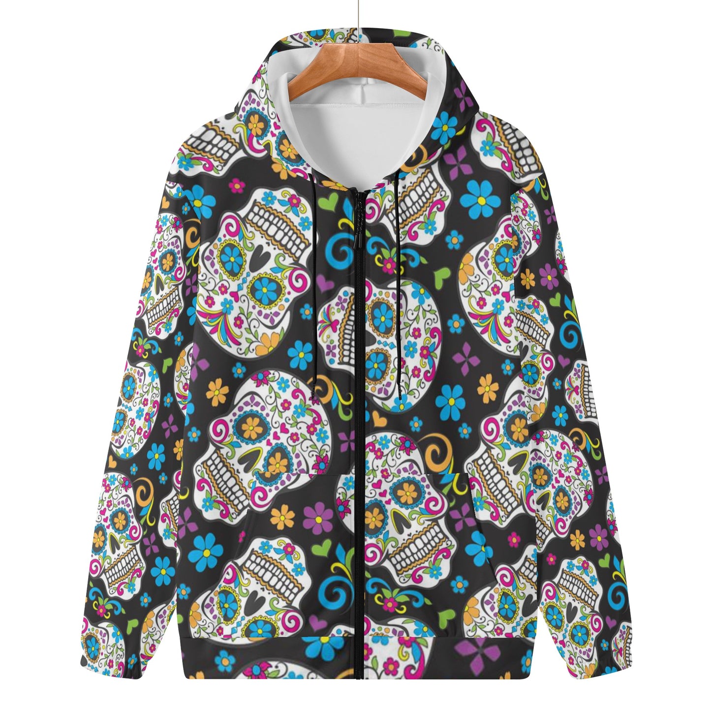 Sugar skull Women's Lightweight Zipper Jumper Sweatshirt Hoodie