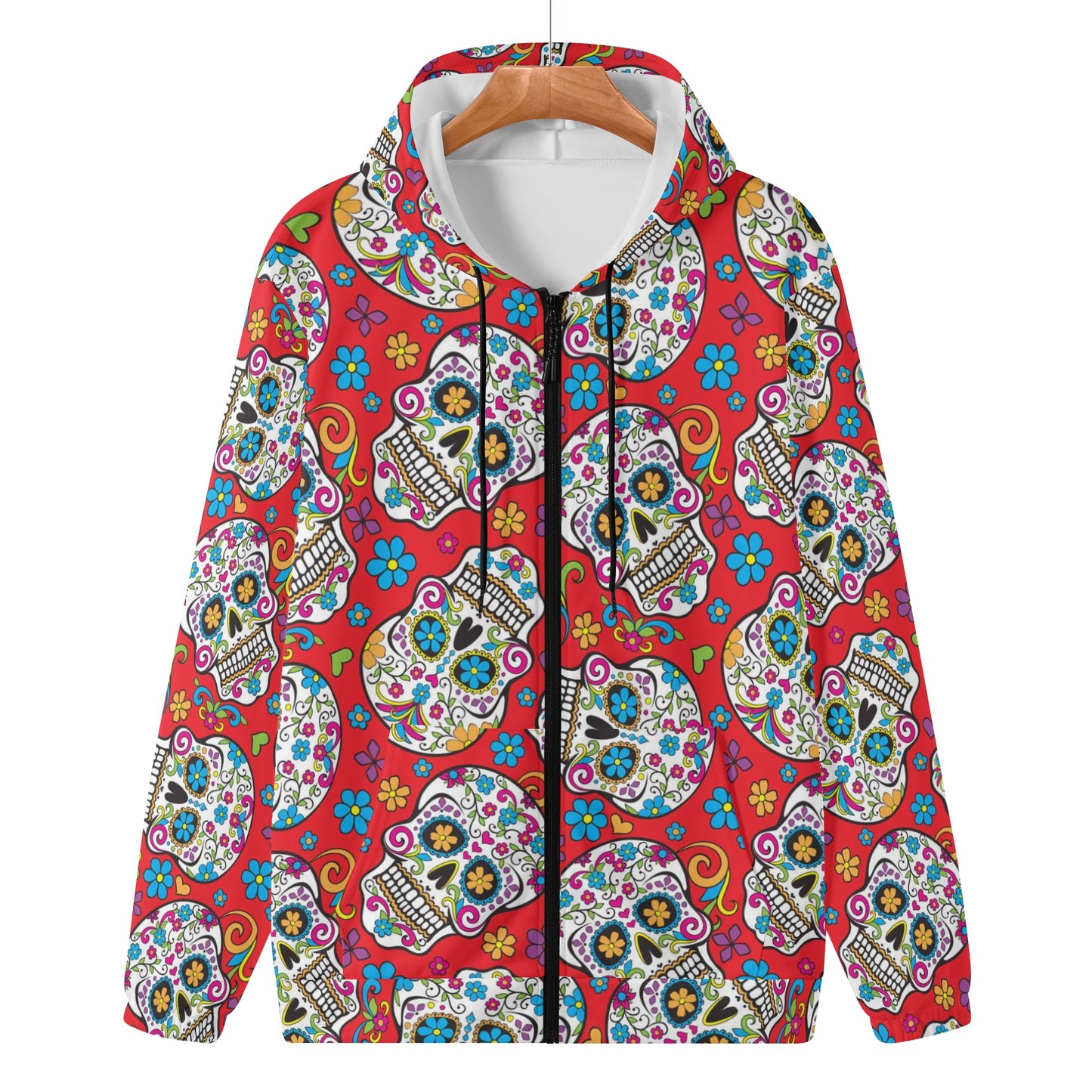 Sugar skull Gothic Women's Lightweight Zipper Jumper Sweatshirt Hoodie