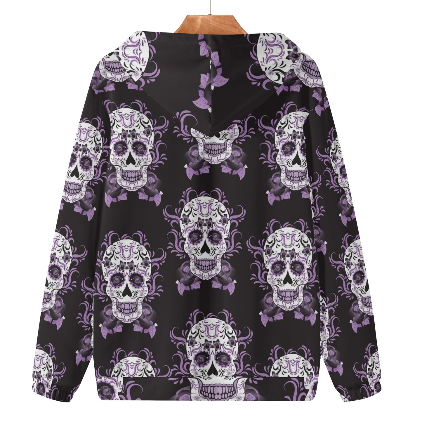 Day of the dead sugar skull calavears Women's Lightweight Zipper Jumper Sweatshirt Hoodie