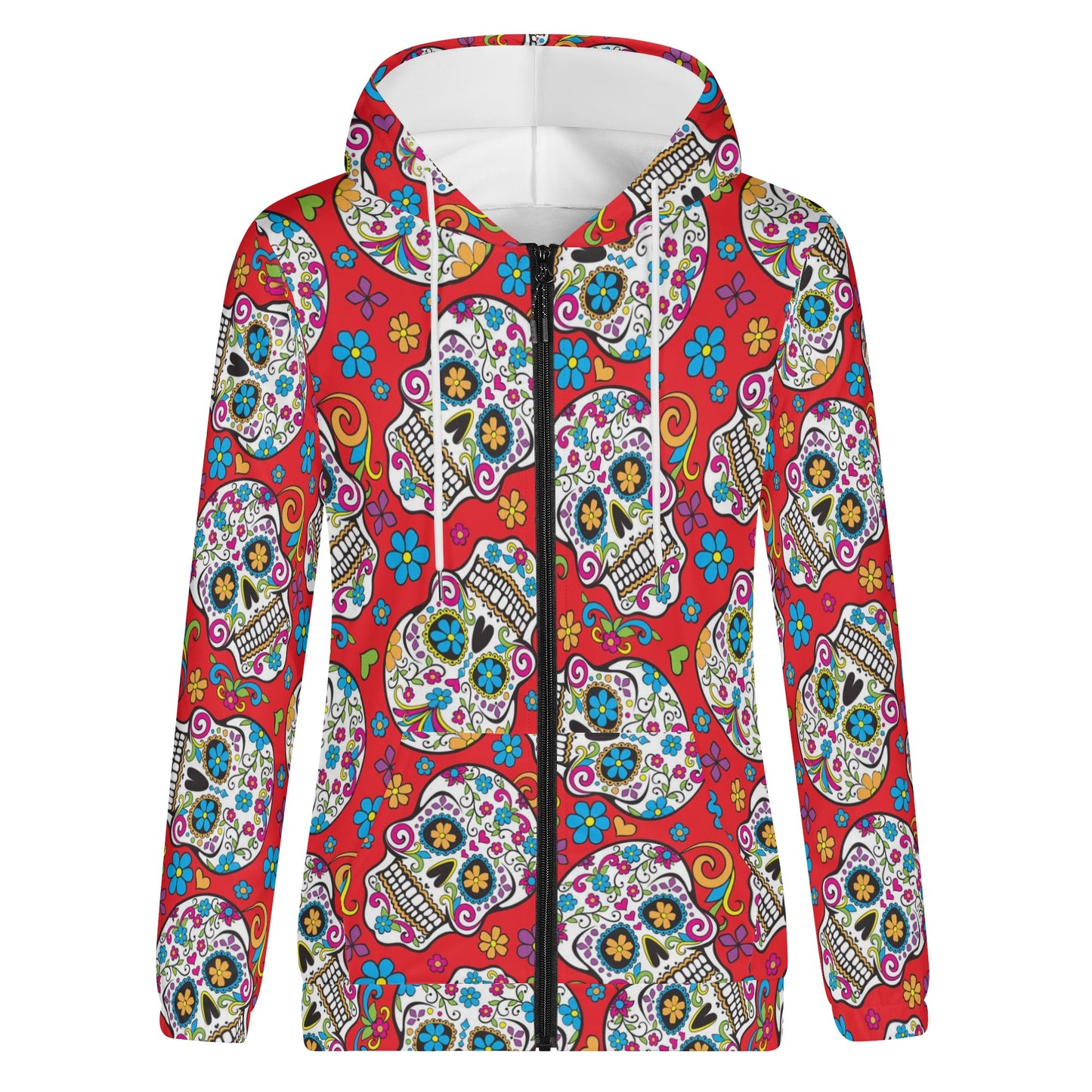 Sugar skull Gothic Women's Lightweight Zipper Jumper Sweatshirt Hoodie