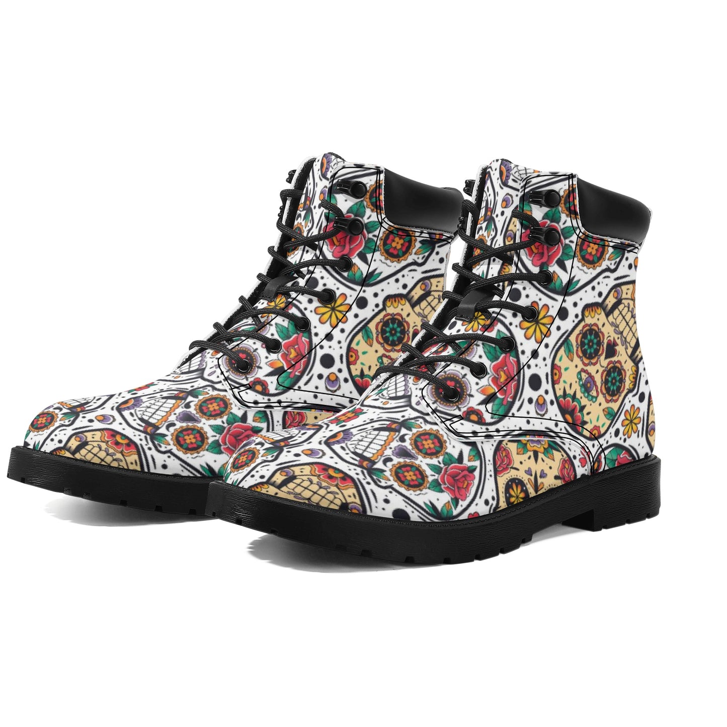 Day of the dead Mexican skull Women's All Season Leather Boots