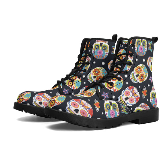 Sugar skull Mexican skeleton Women's Leather Boots