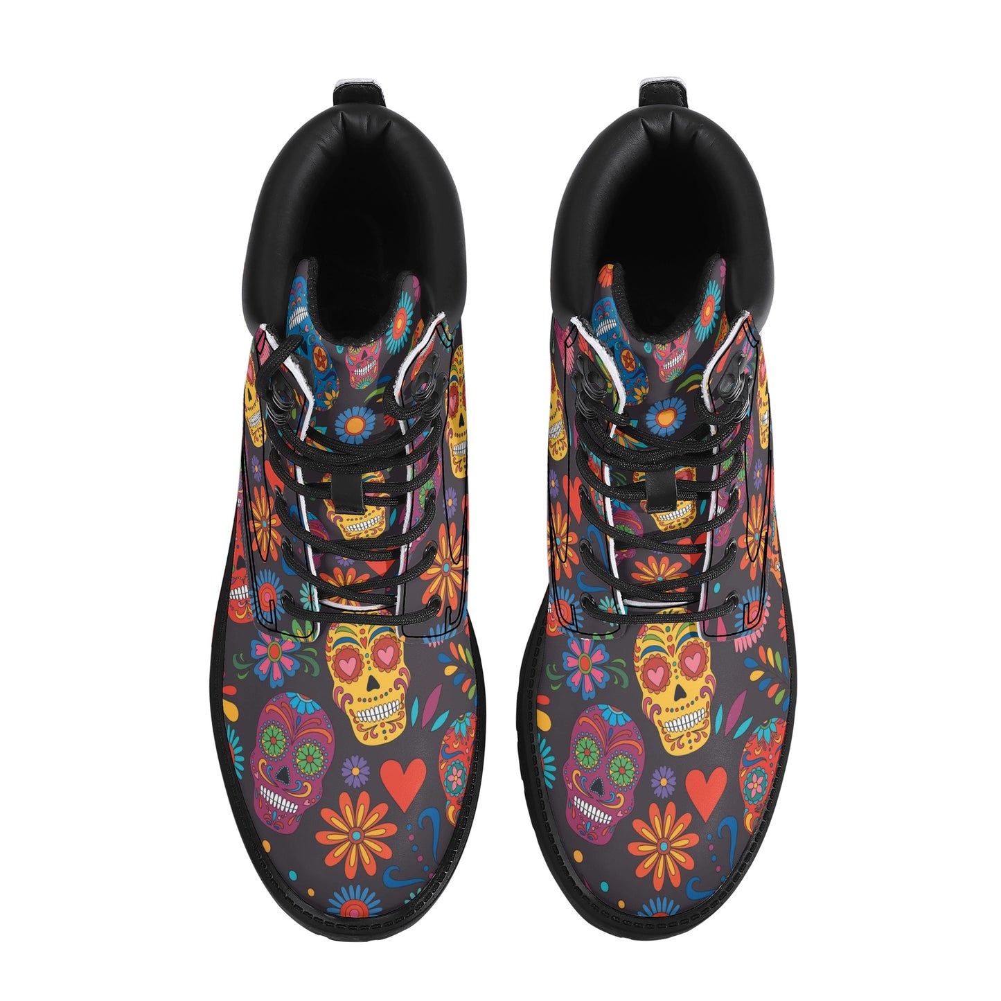 Floral skull Women's All Season Leather Boots