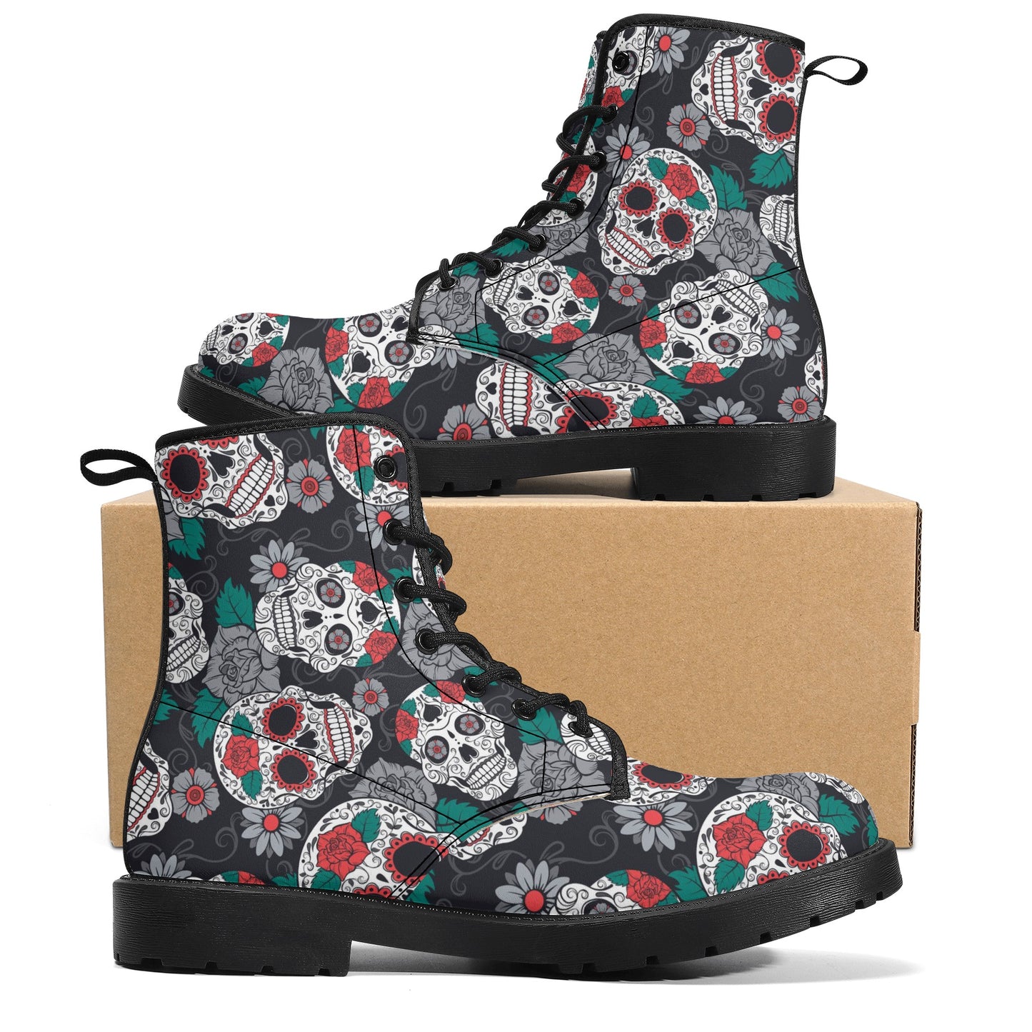 Sugar skull Calaveras skull Women's Leather Boots