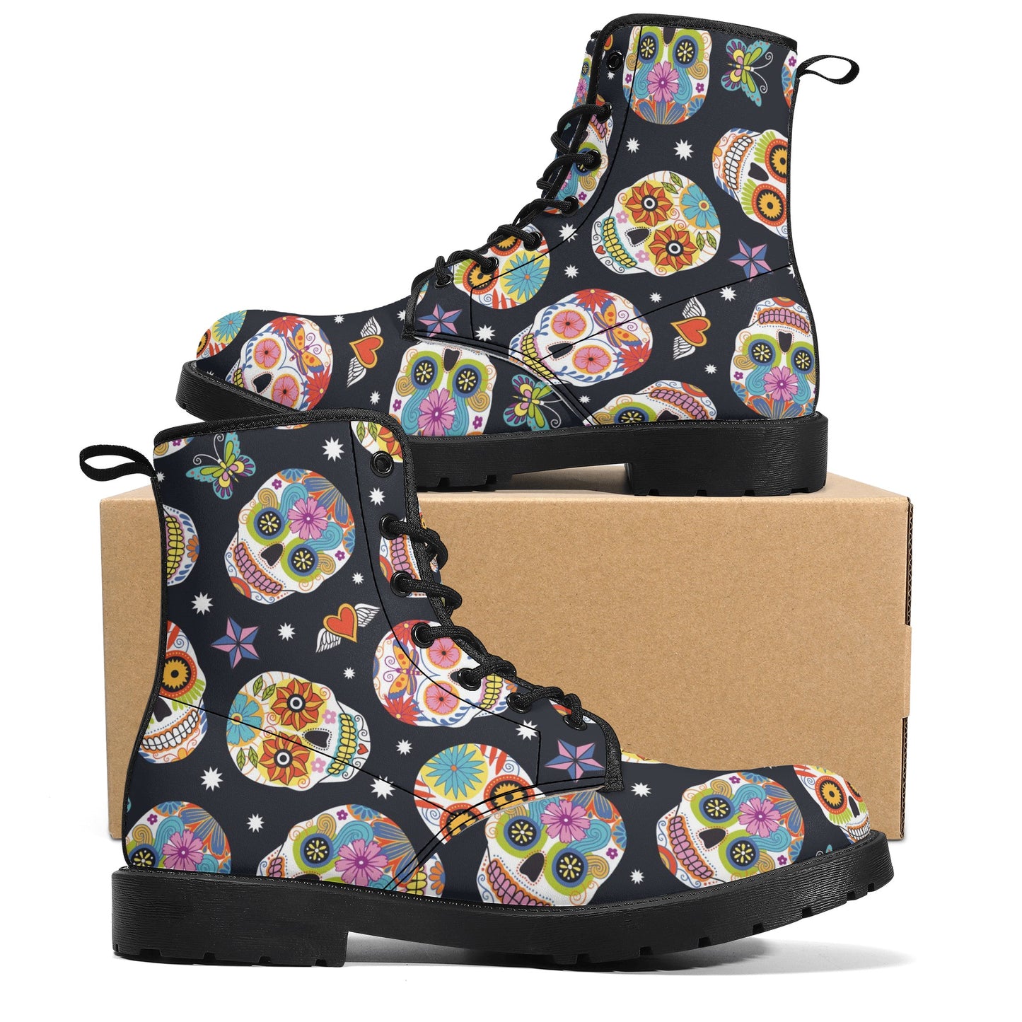 Sugar skull Mexican skeleton Women's Leather Boots