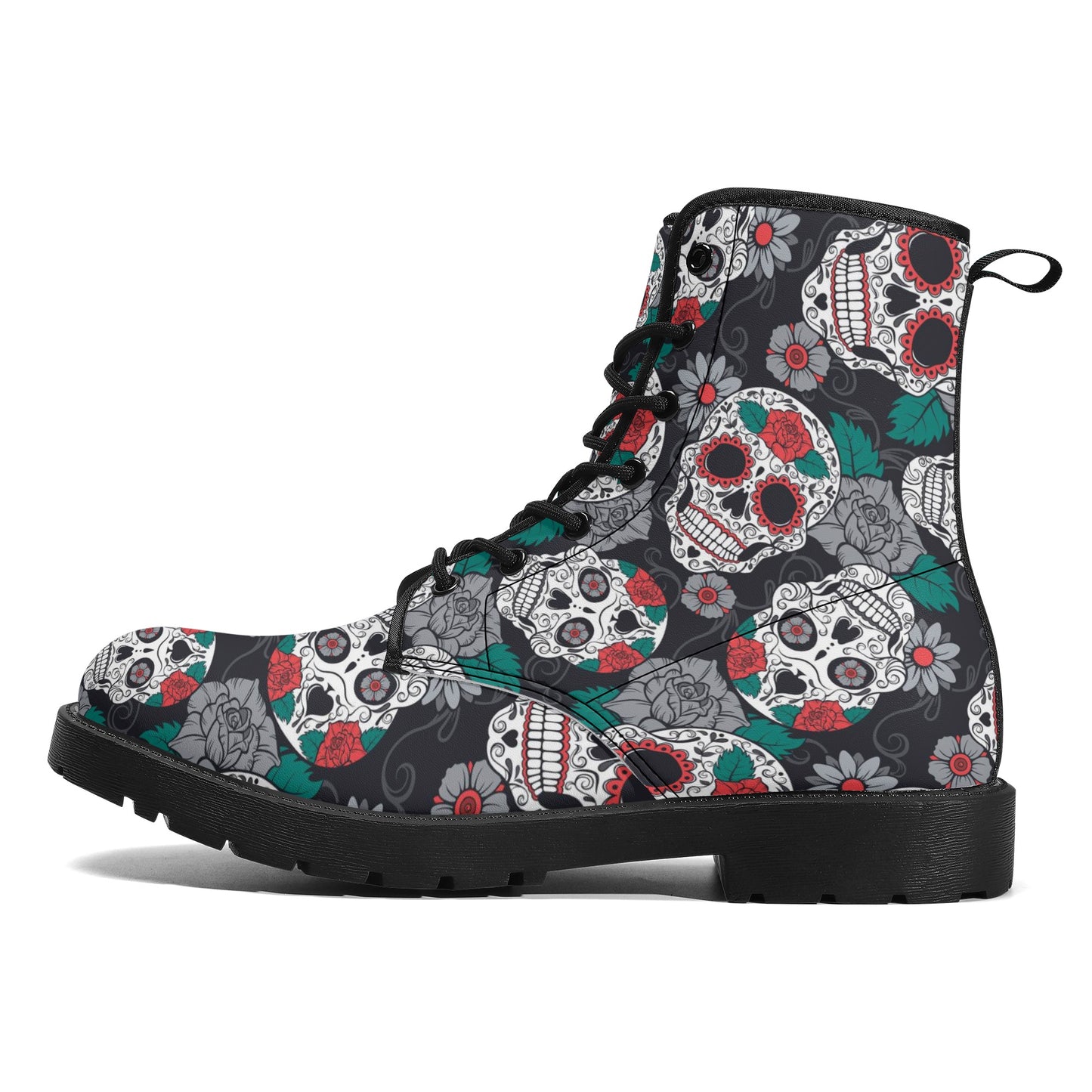 Sugar skull Calaveras skull Women's Leather Boots