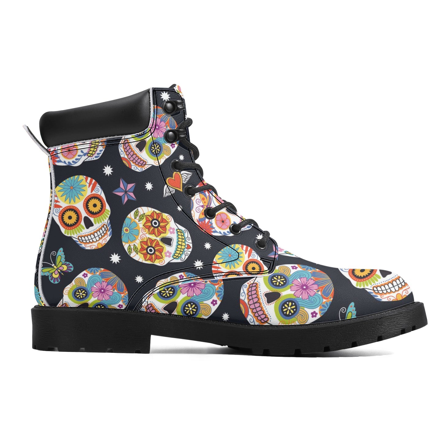 Day of the dead skull Women's All Season Leather Boots