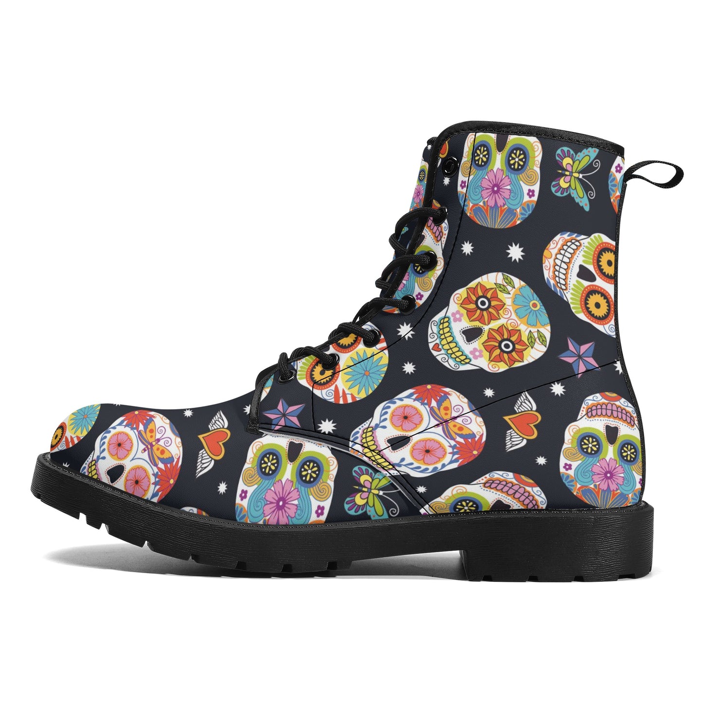 Sugar skull Mexican skeleton Women's Leather Boots
