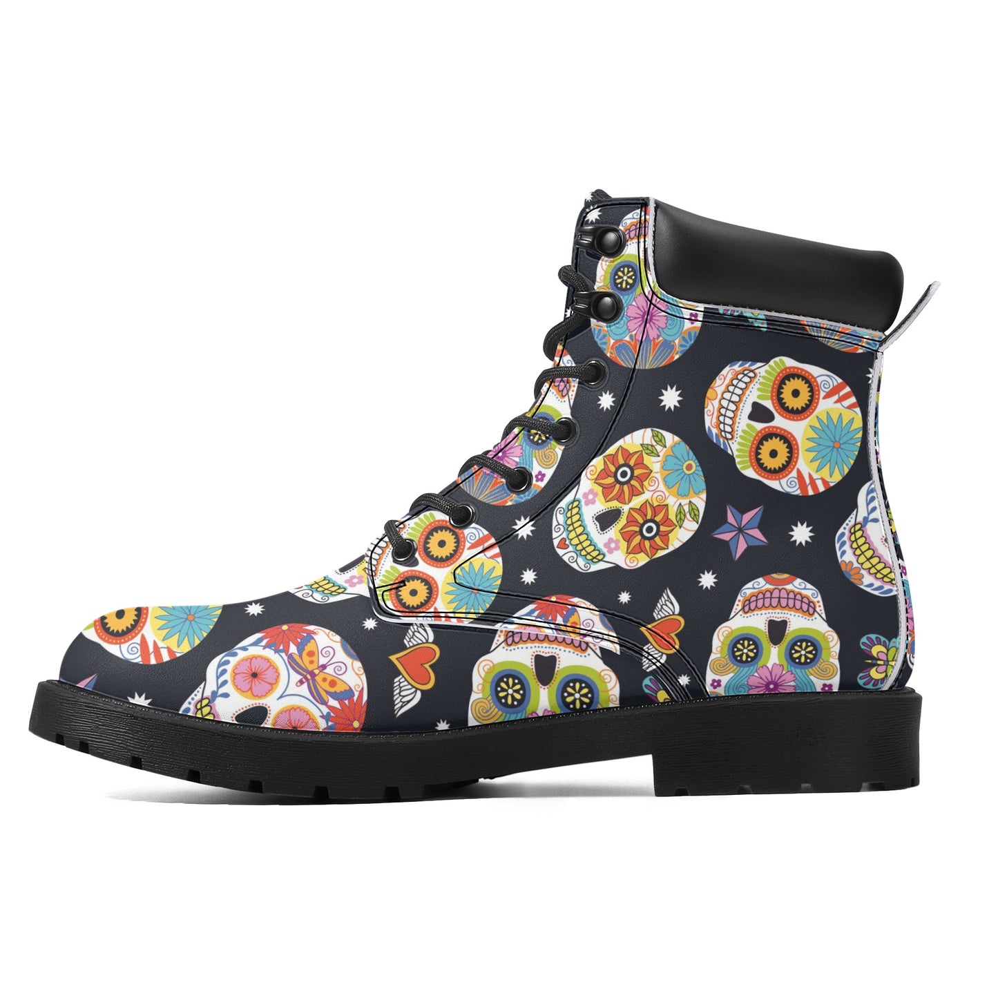 Day of the dead skull Women's All Season Leather Boots