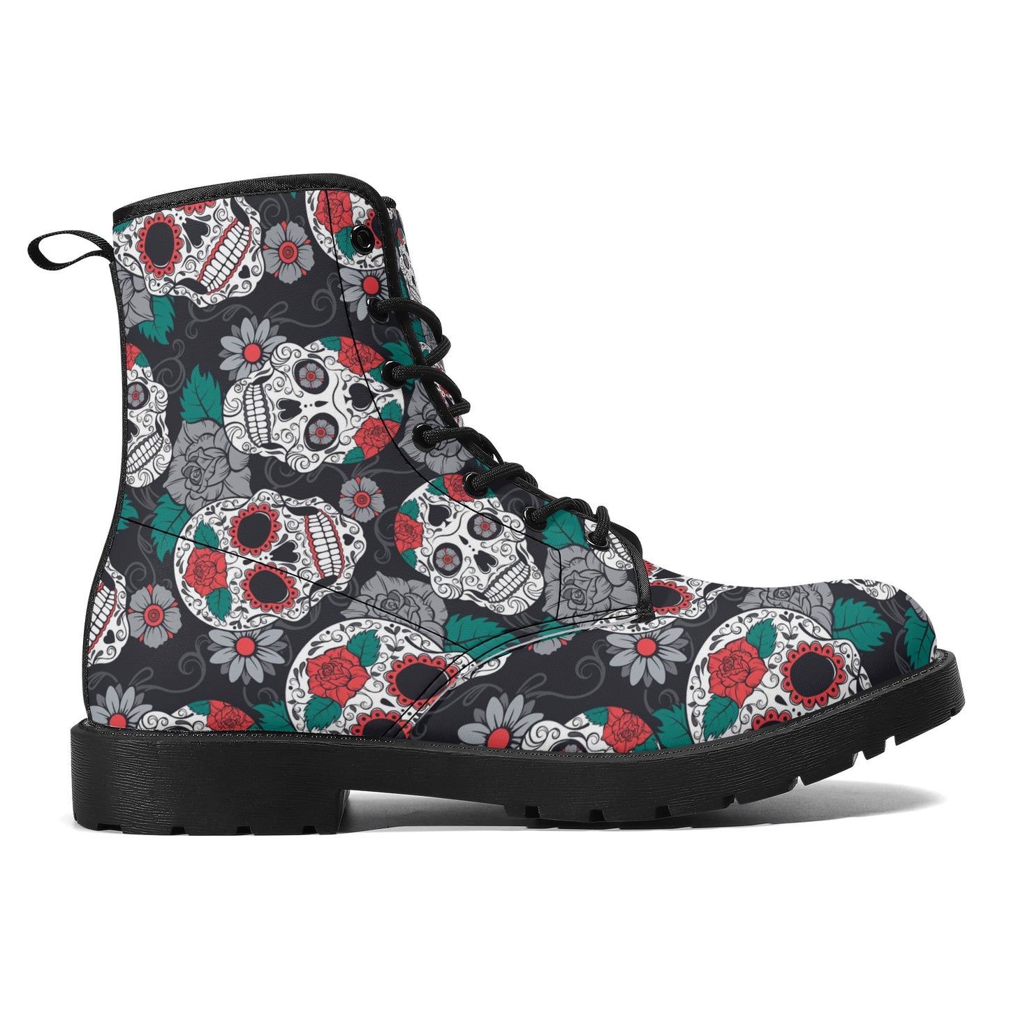 Sugar skull Calaveras skull Women's Leather Boots