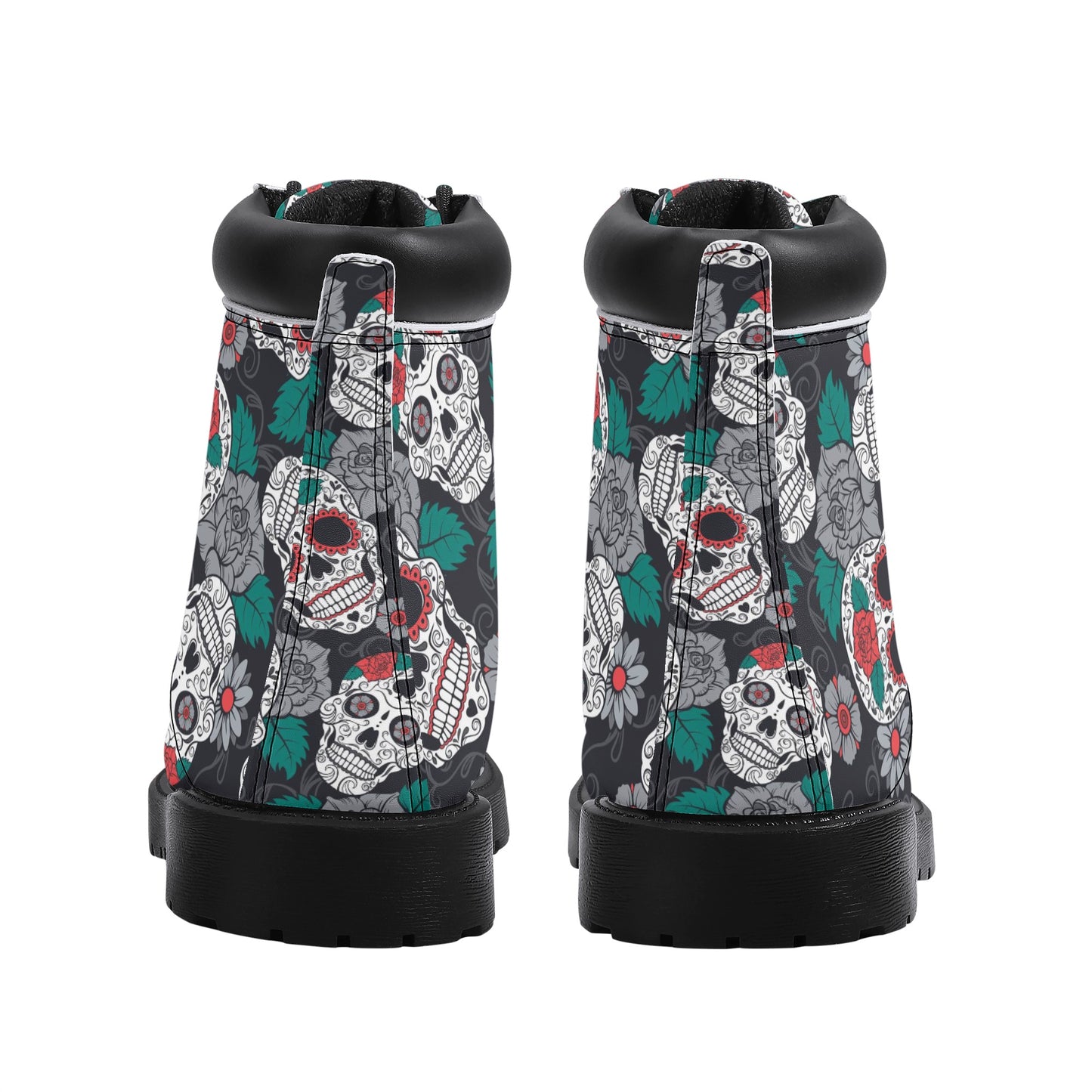 Sugar skull floral Women's All Season Leather Boots