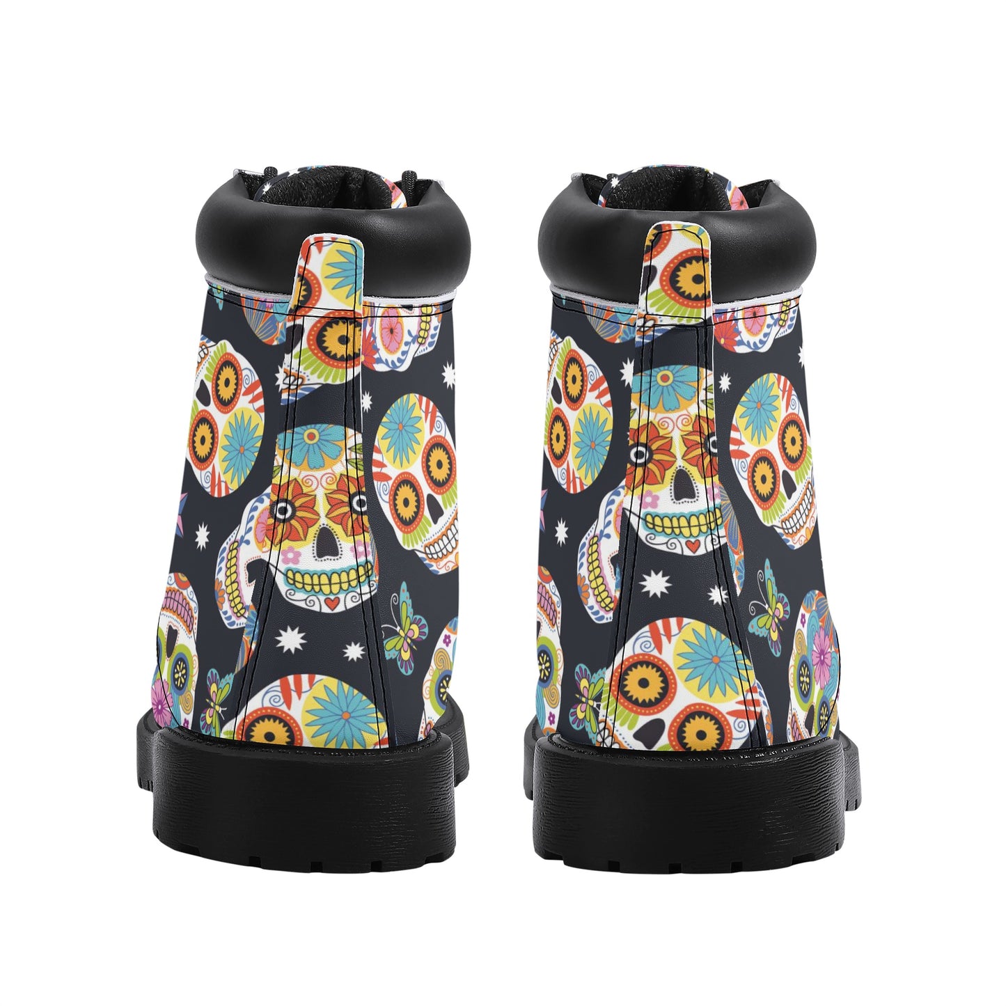 Day of the dead skull Women's All Season Leather Boots