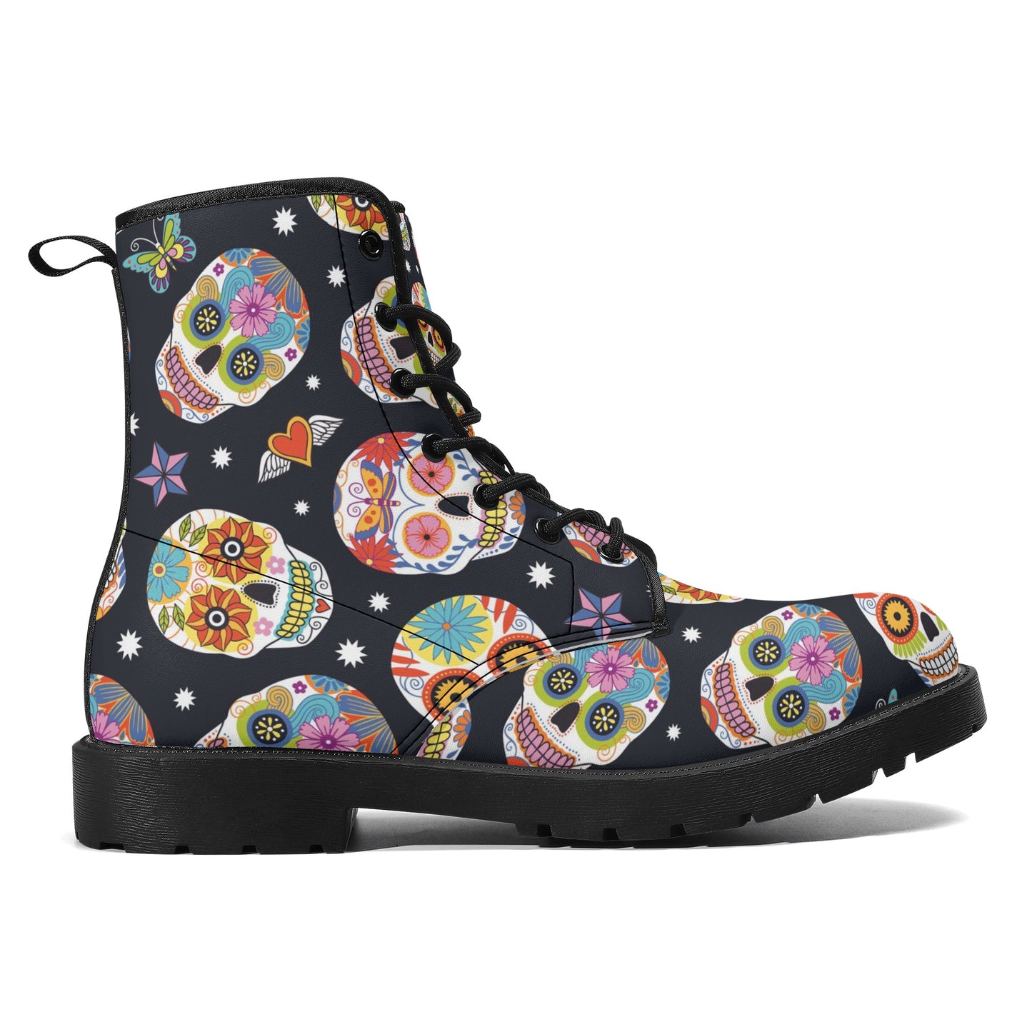 Sugar skull Mexican skeleton Women's Leather Boots