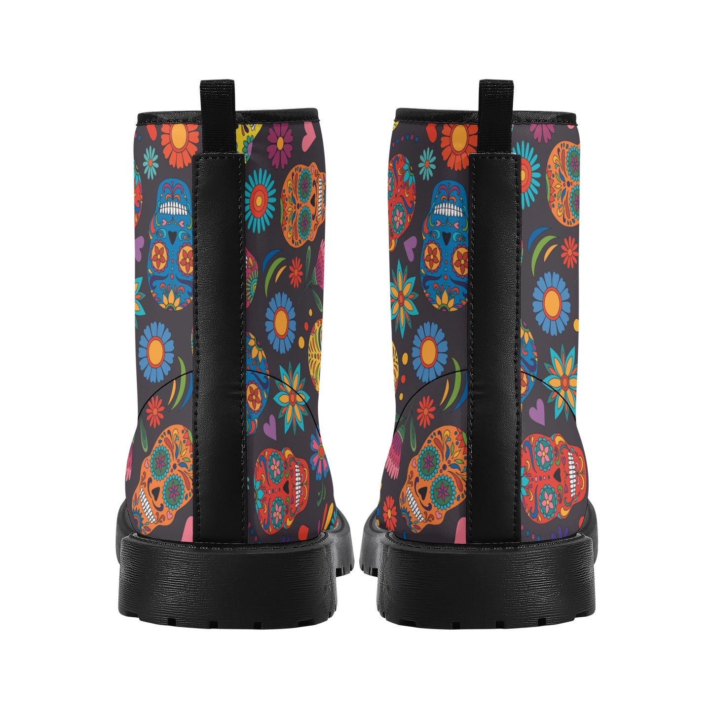 Sugar skull pattern Women's Leather Boots