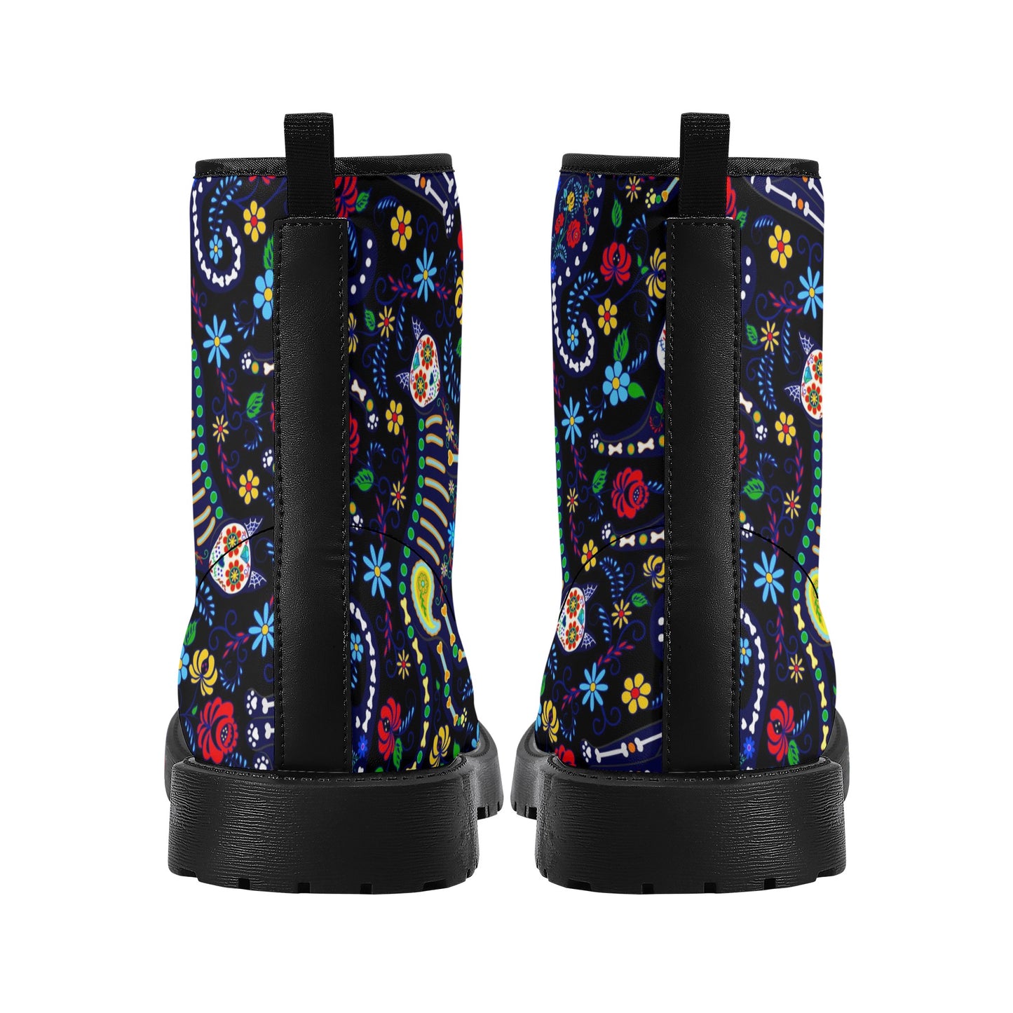 Animal cat dog sugar skull Women's Leather Boots