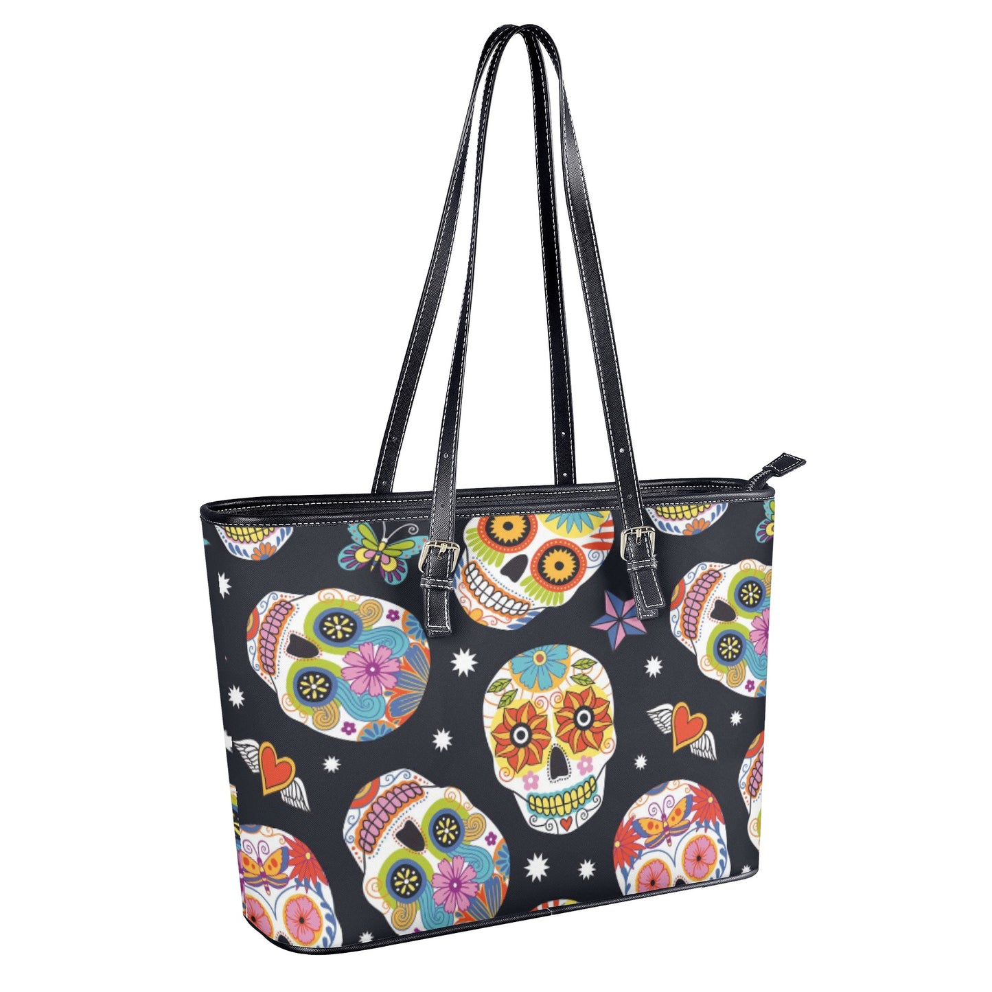 Day of the dead Leather Tote Bags