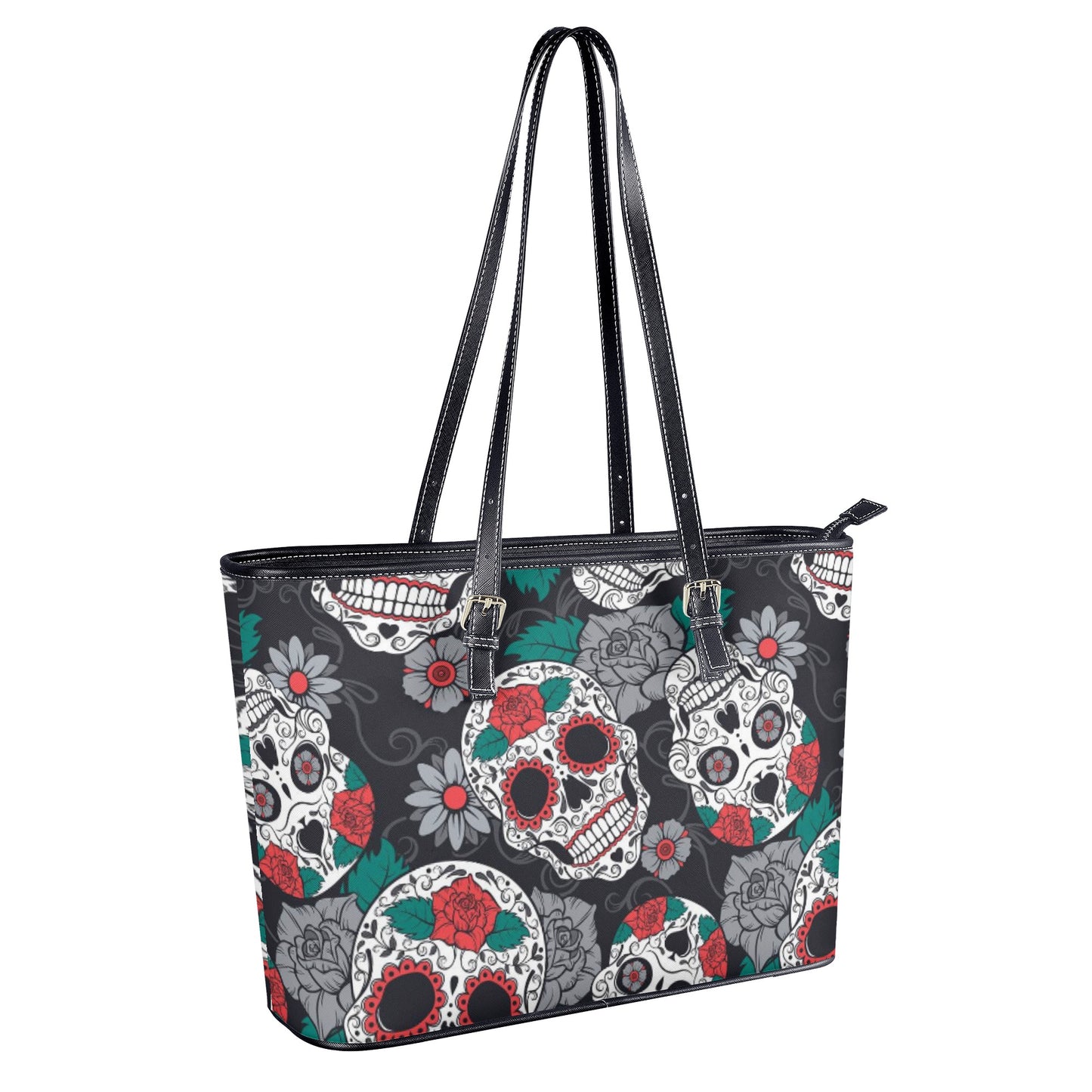 Sugar skull Leather Tote Bags