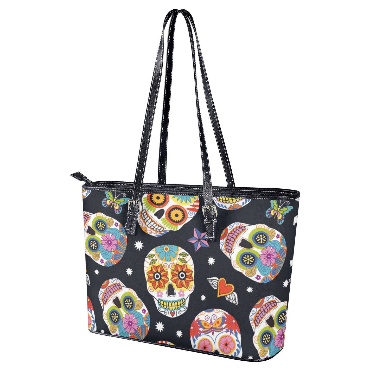 Day of the dead Leather Tote Bags