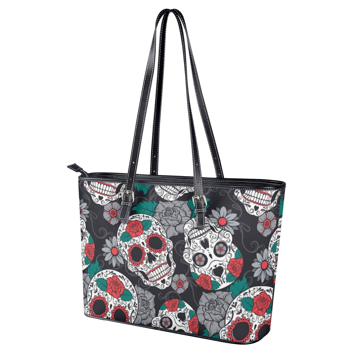 Sugar skull Leather Tote Bags