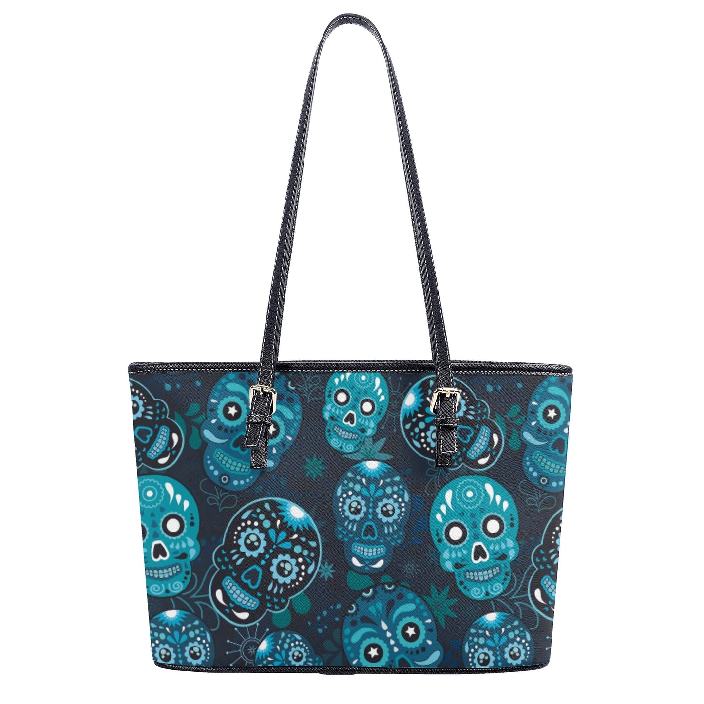 Mexican skull Leather Tote Bags