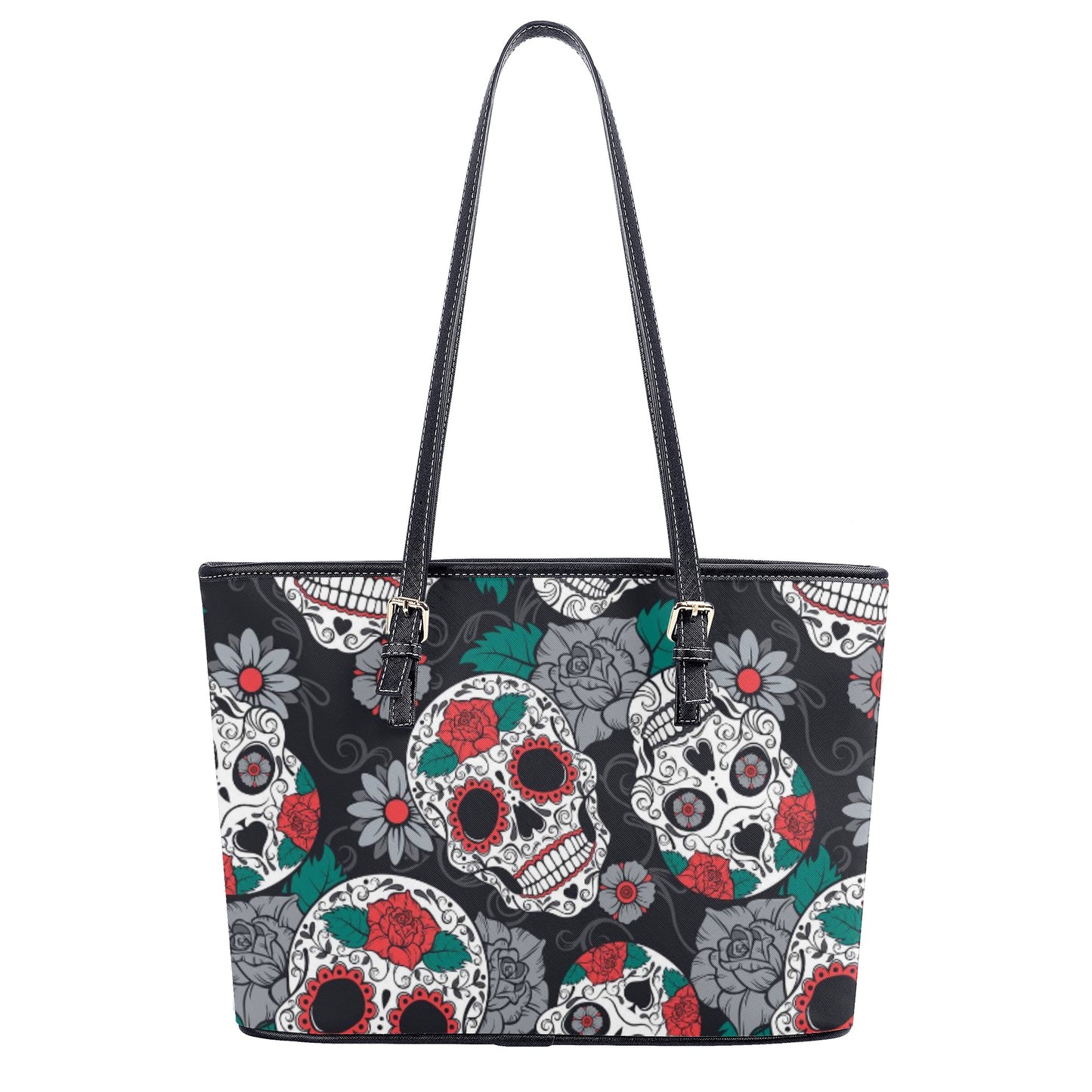 Sugar skull Leather Tote Bags