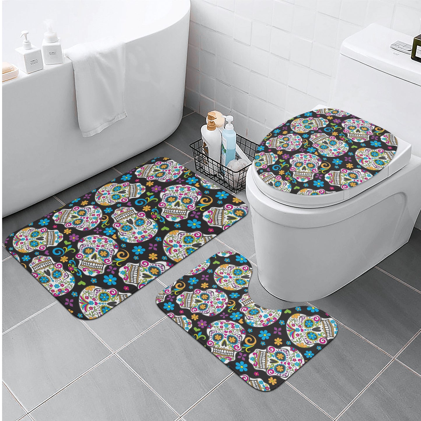 Dia de los muertos sugar skull Calaveras skull Bath Room Toilet Set
