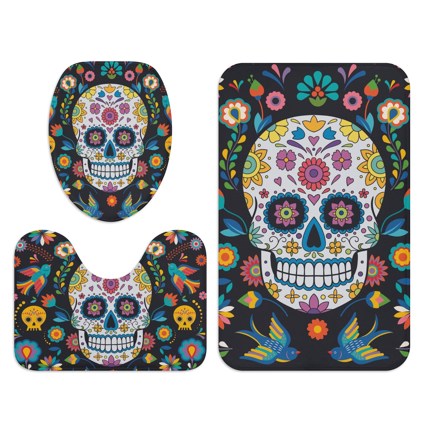 Day of the dead skeleton skull Bath Room Toilet Set