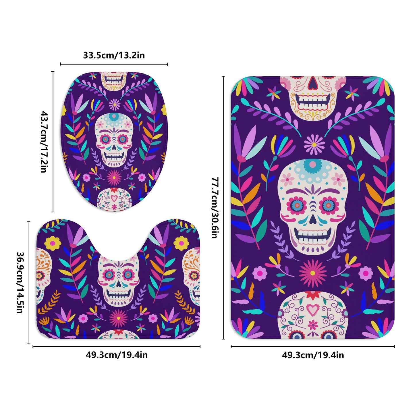 Purple sugar skull Bath Room Toilet Set