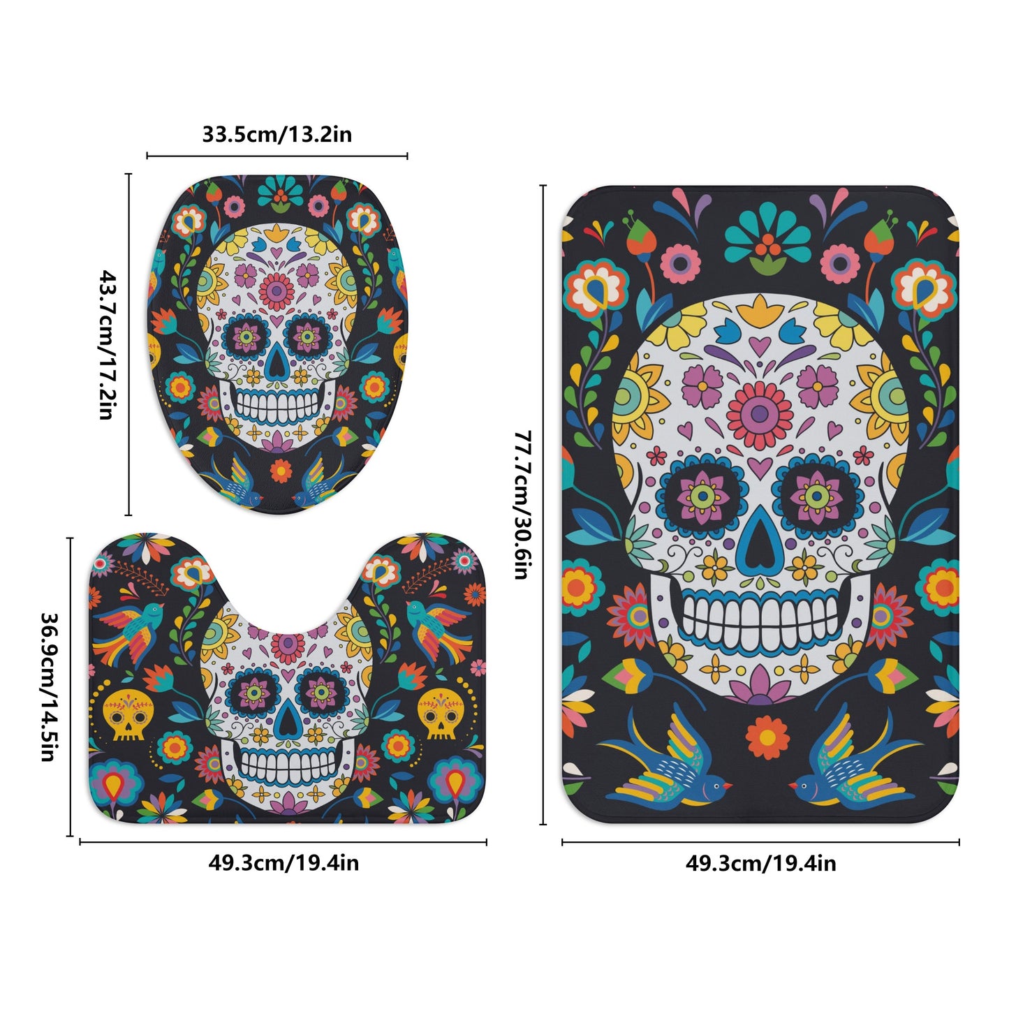 Day of the dead skeleton skull Bath Room Toilet Set