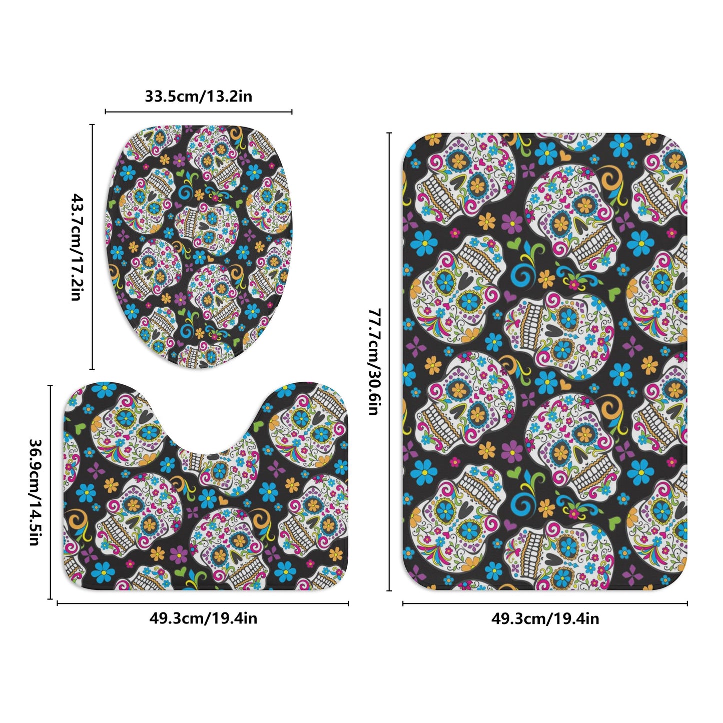 Dia de los muertos sugar skull Calaveras skull Bath Room Toilet Set