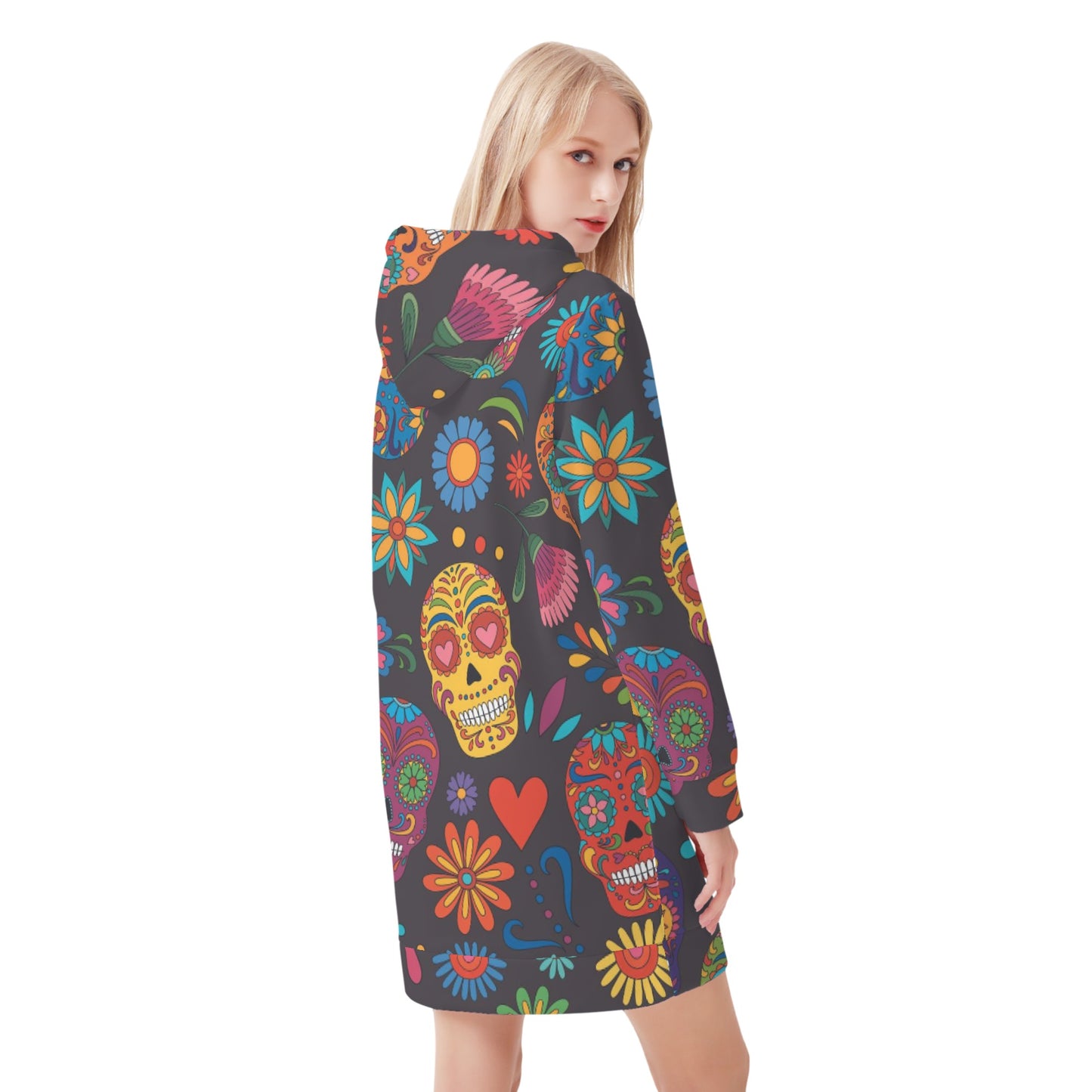 Sugar skull Day of the dead Mexican skull Women's Hoodie Dress