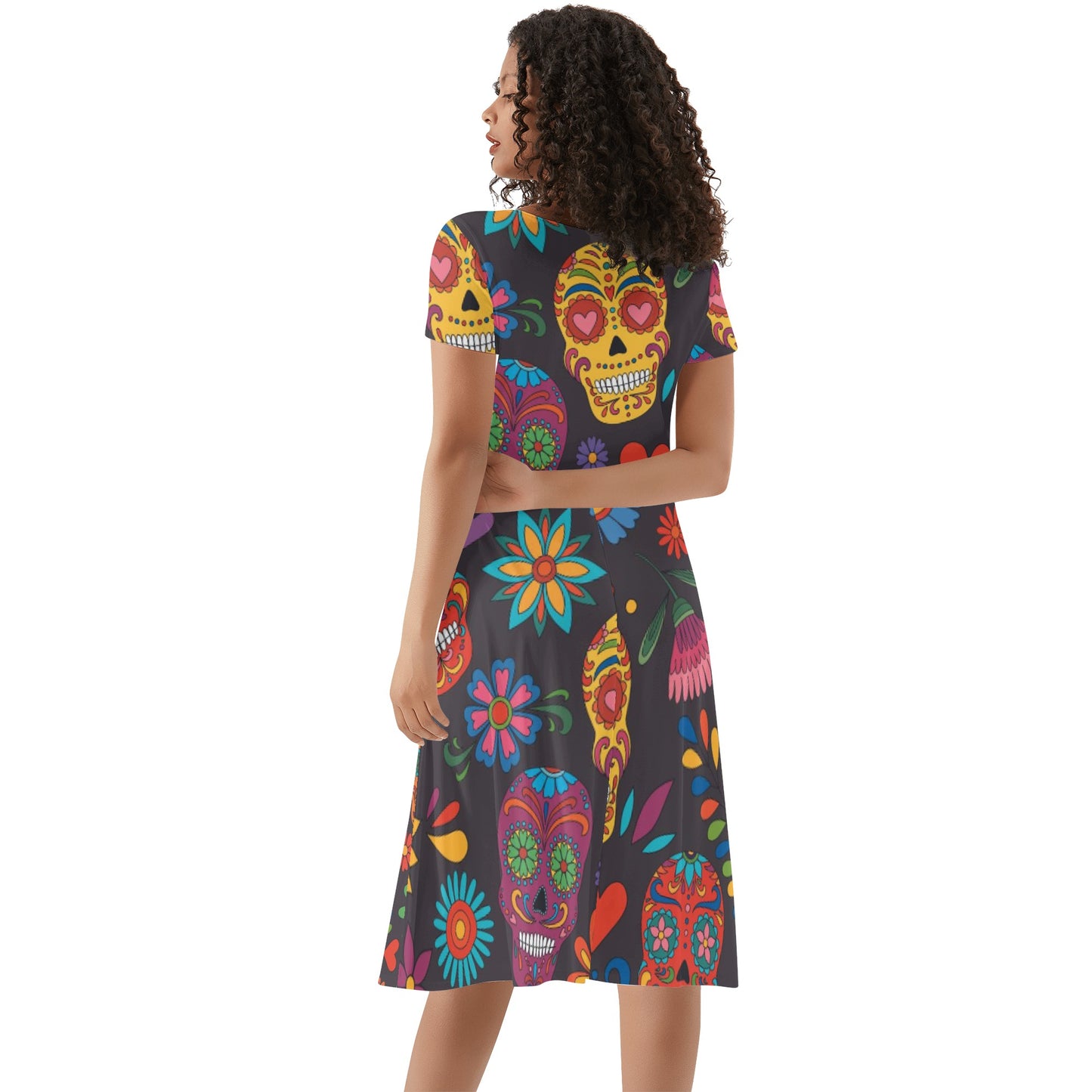 Sugar skull Day of the dead Mexican skull Women's Ruffle Summer Dress