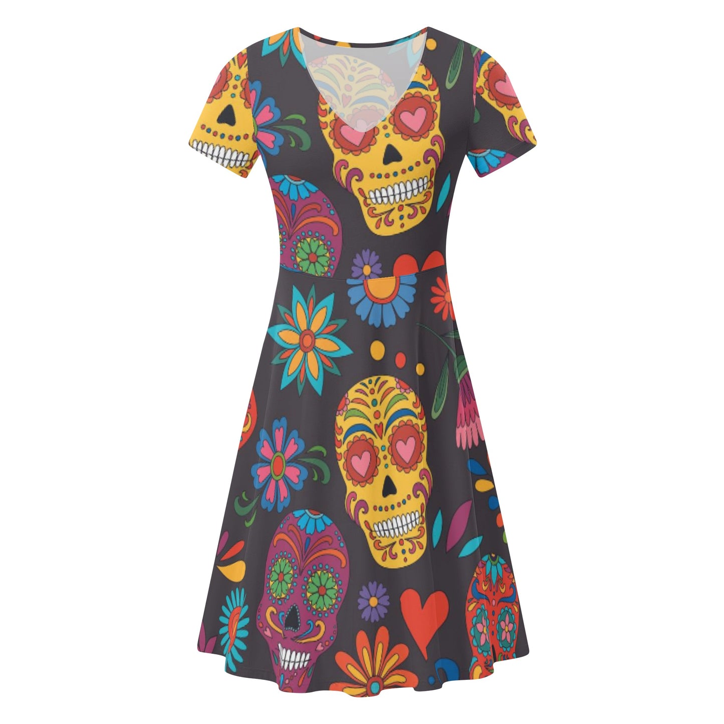 Sugar skull Day of the dead Mexican skull Women's Ruffle Summer Dress