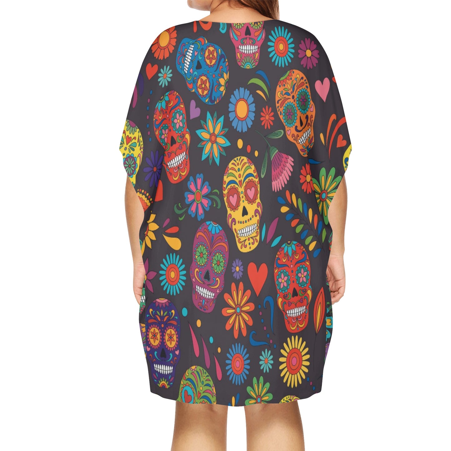 Sugar skull day of the dead mexican skull Women's Daily Plus Size Loose Dress