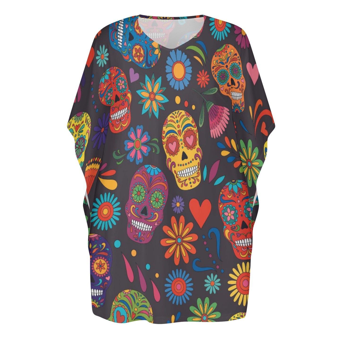 Sugar skull day of the dead mexican skull Women's Daily Plus Size Loose Dress