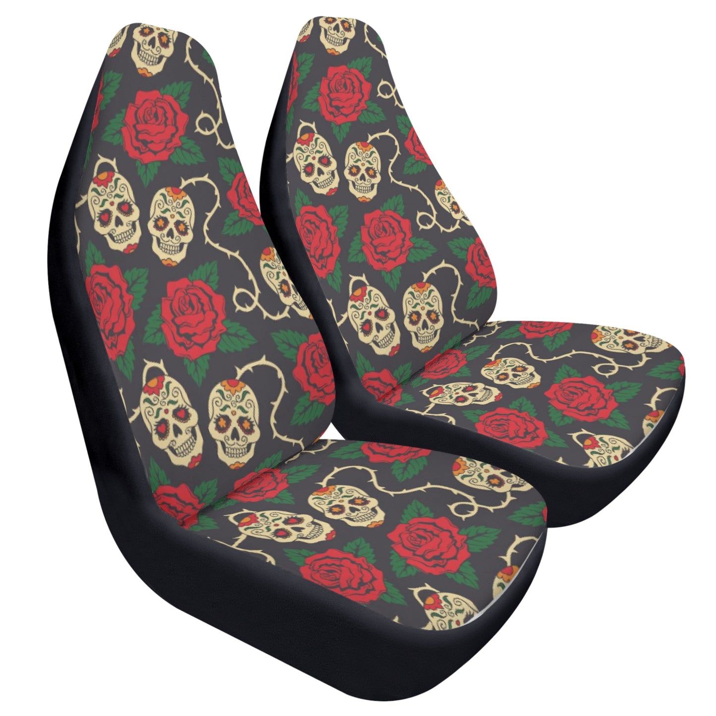 Floral sugar skull dia de los muertos Car Seat Covers (2 Pcs)