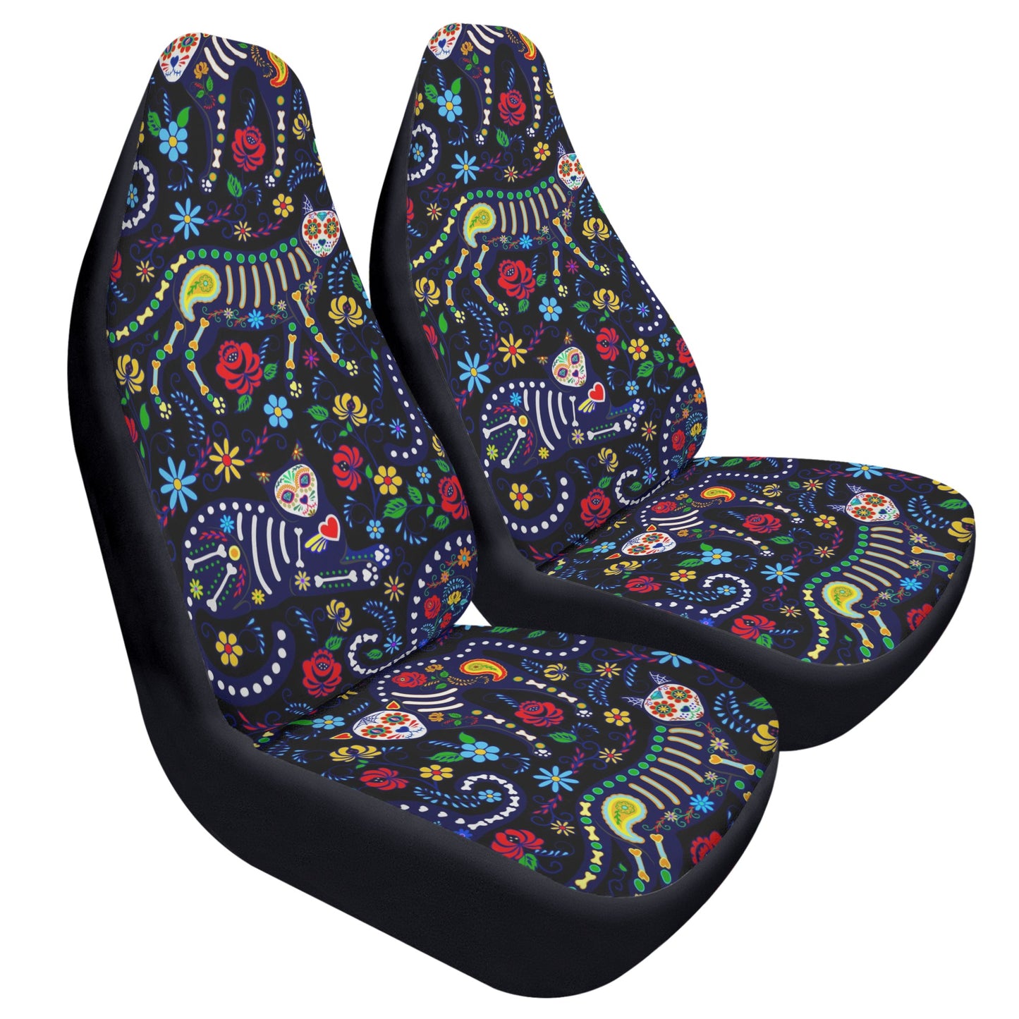 Animal sugar skull cat Car Seat Covers (2 Pcs)