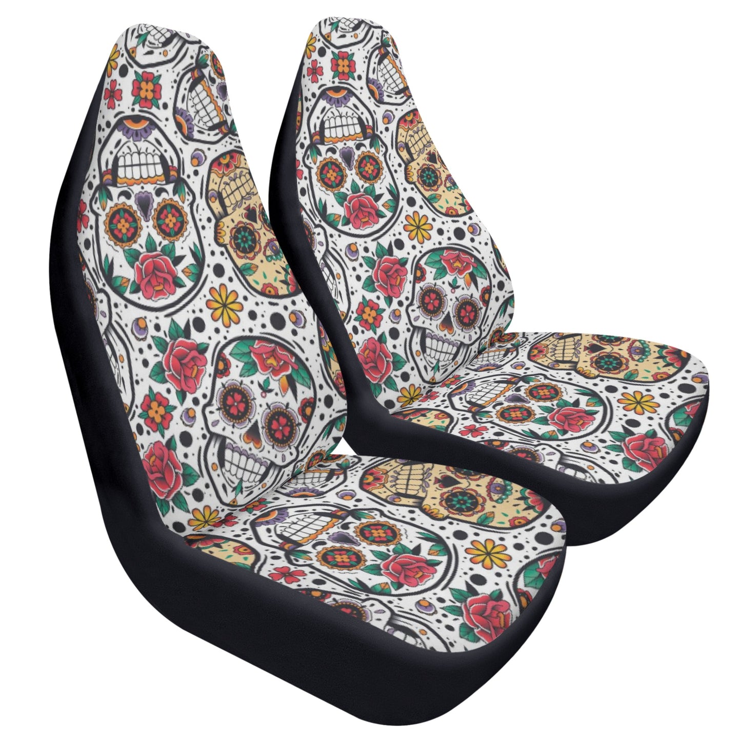 Sugar skull gothic skeleton Car Seat Covers (2 Pcs)
