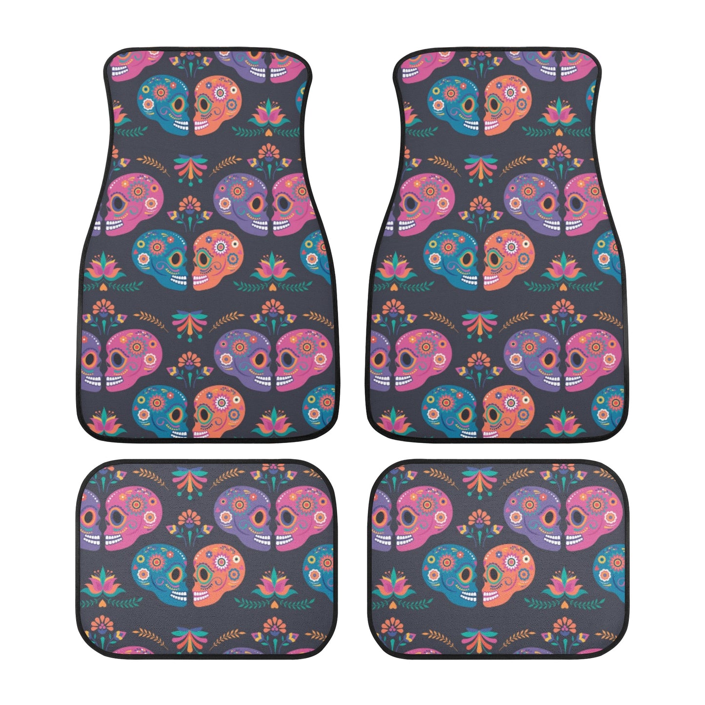 Sugar skull love Back and Front Car Floor Mats