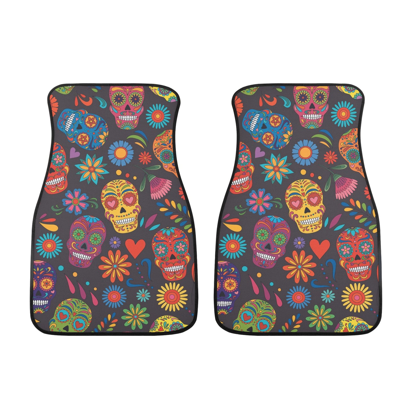 Day of the dead sugar skull pattern Back and Front Car Floor Mats