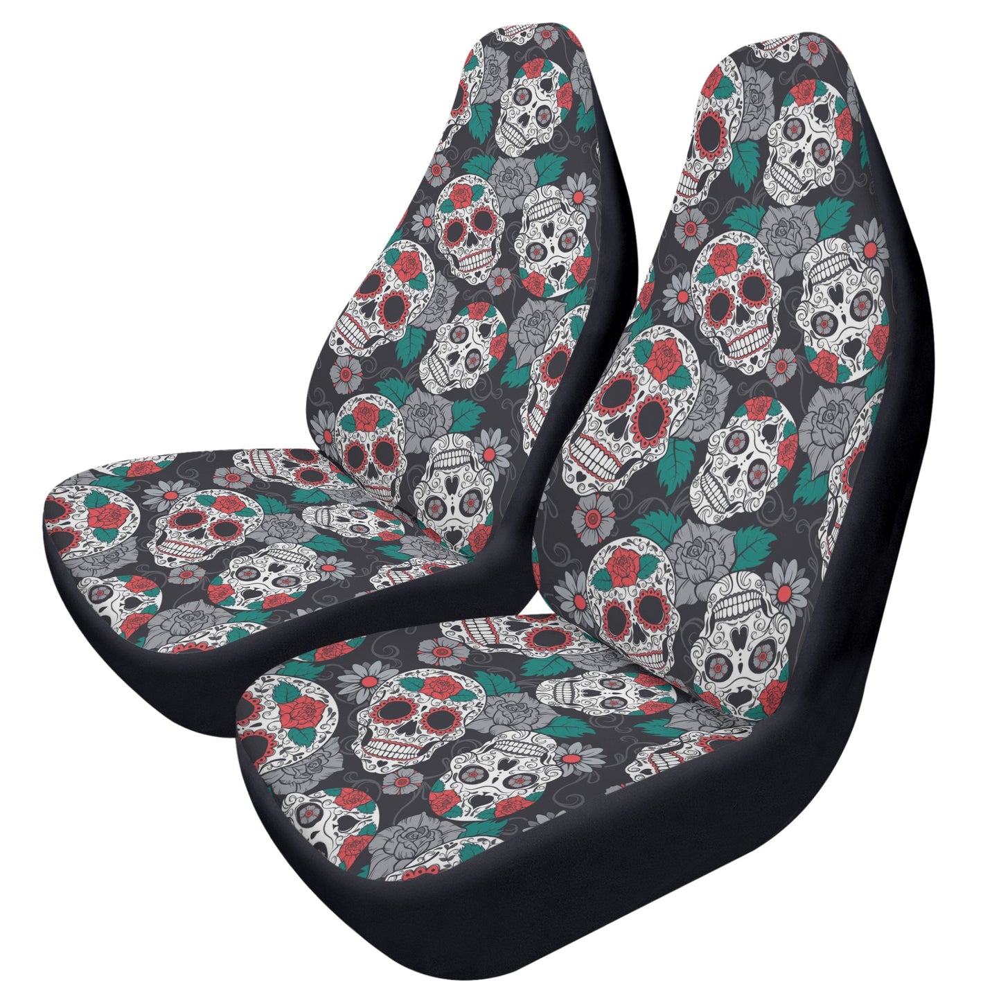 Rose floral sugar skull Car Seat Covers (2 Pcs)
