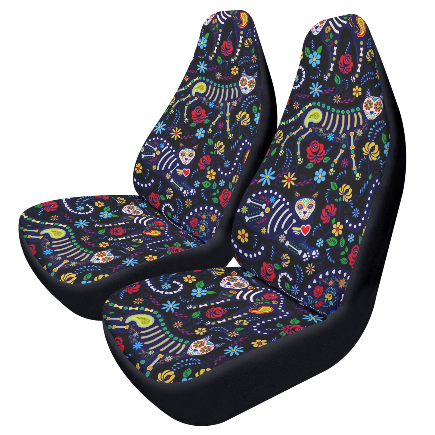 Animal sugar skull cat Car Seat Covers (2 Pcs)