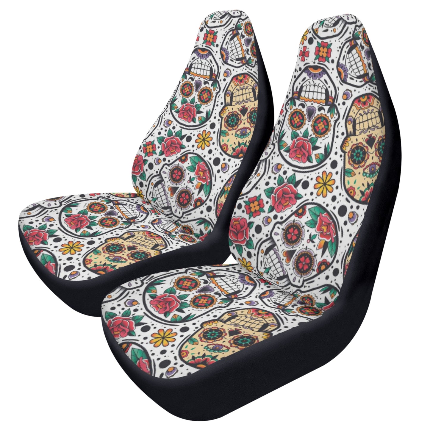 Sugar skull gothic skeleton Car Seat Covers (2 Pcs)