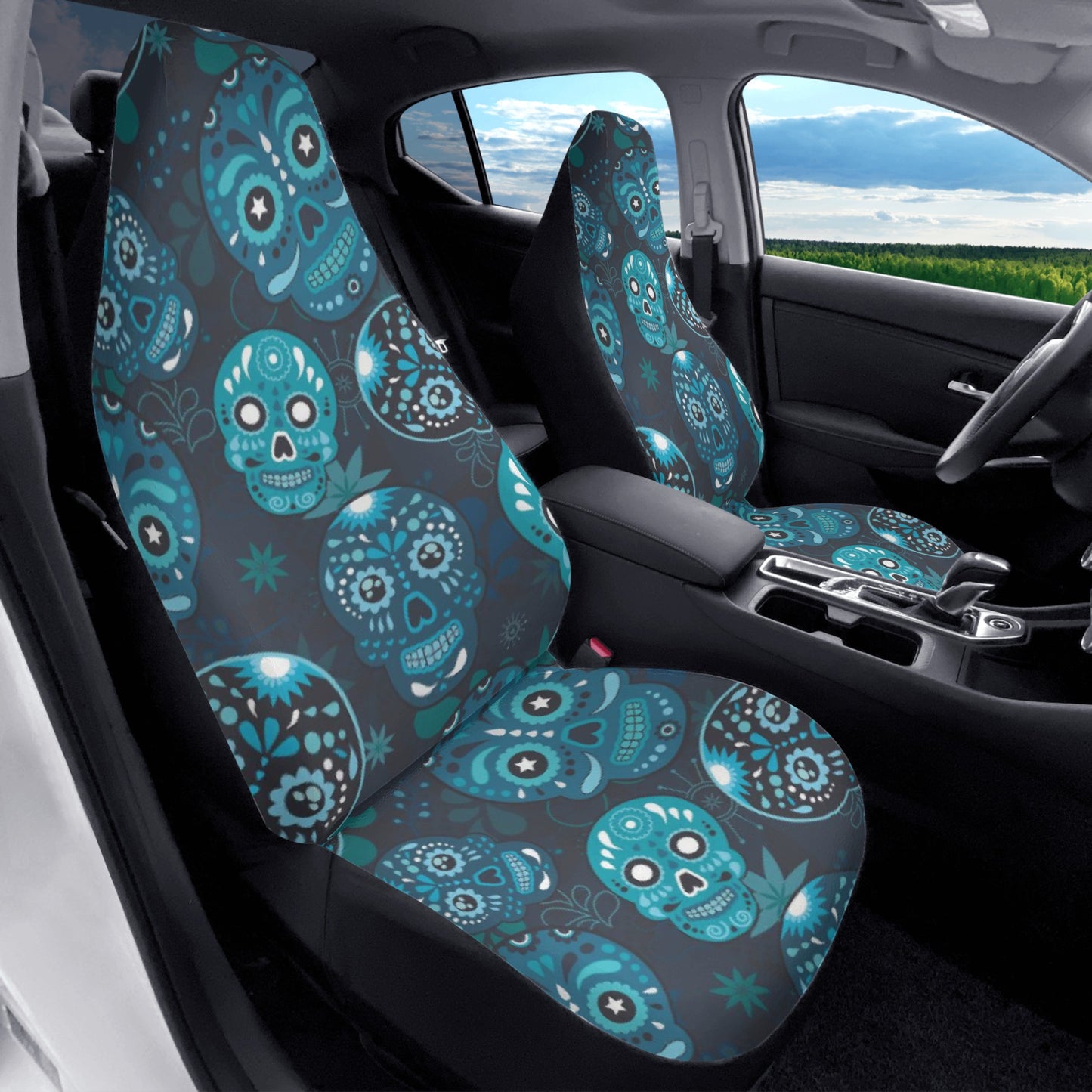 Sugar skull gothic dia de los muertos Car Seat Covers (2 Pcs)